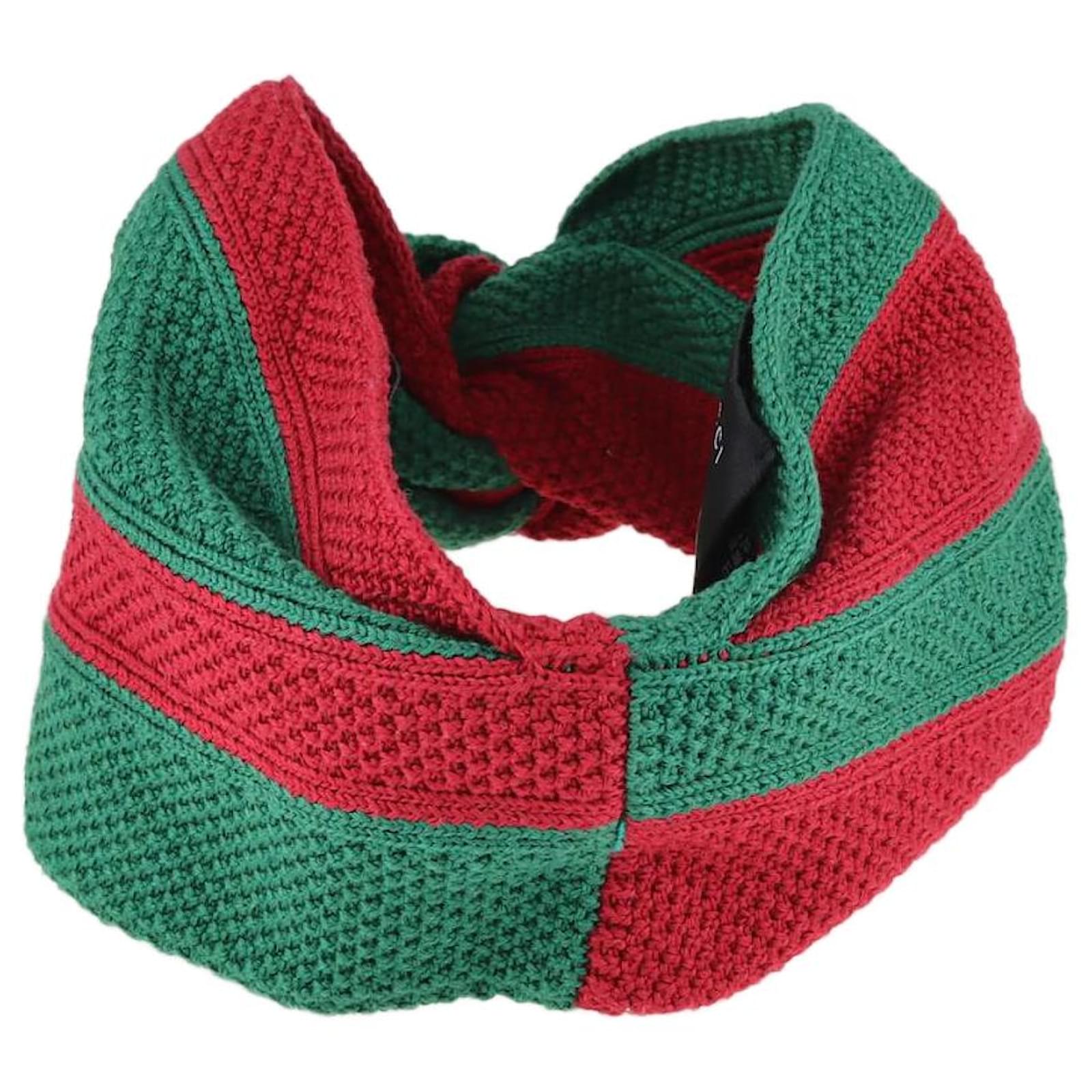 Gucci green/Red Knitted Stripped Headband Accessories Cloth ref