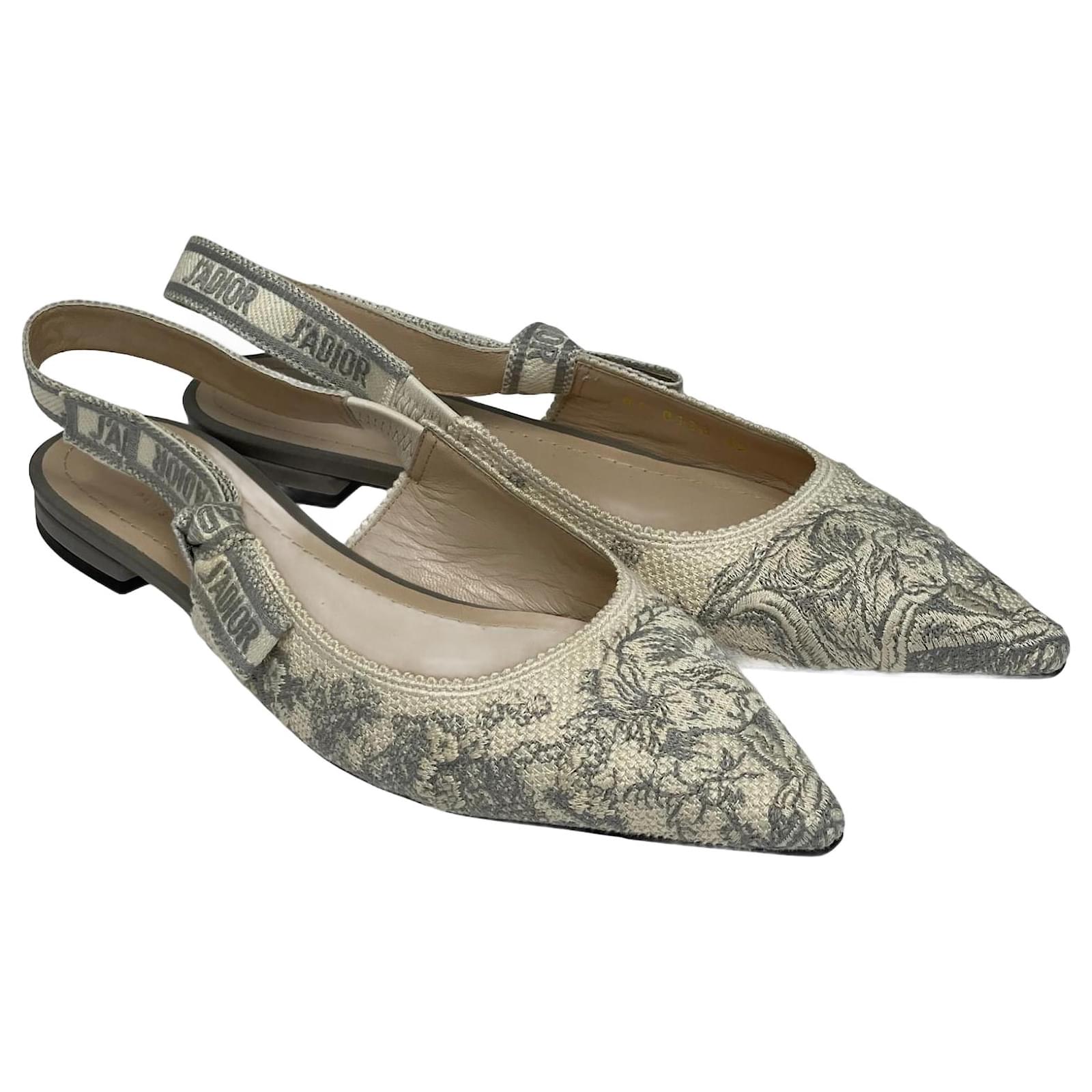 GREY/White J'Adior Slingback Ballerina Leather ref.1036166