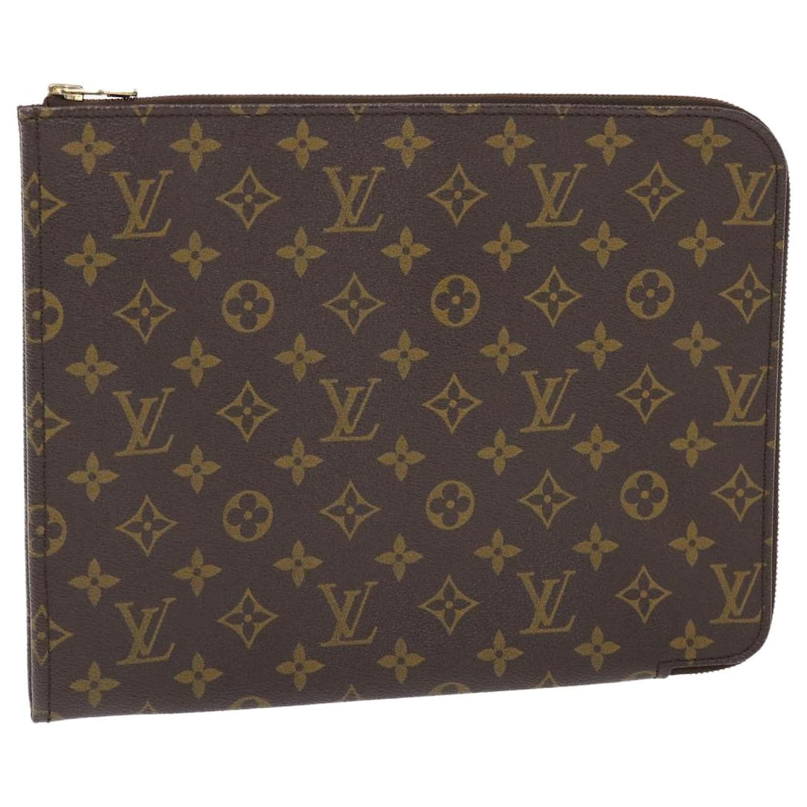 Louis Vuitton Poche Document Brown Canvas Briefcase Bag (Pre-Owned)