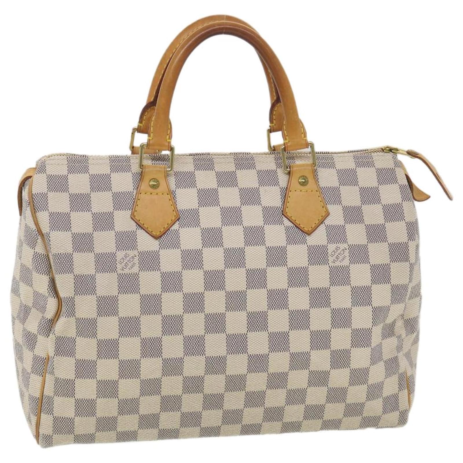 Louis Vuitton Speedy 30 White Damier Azur Hand Bag Made In France