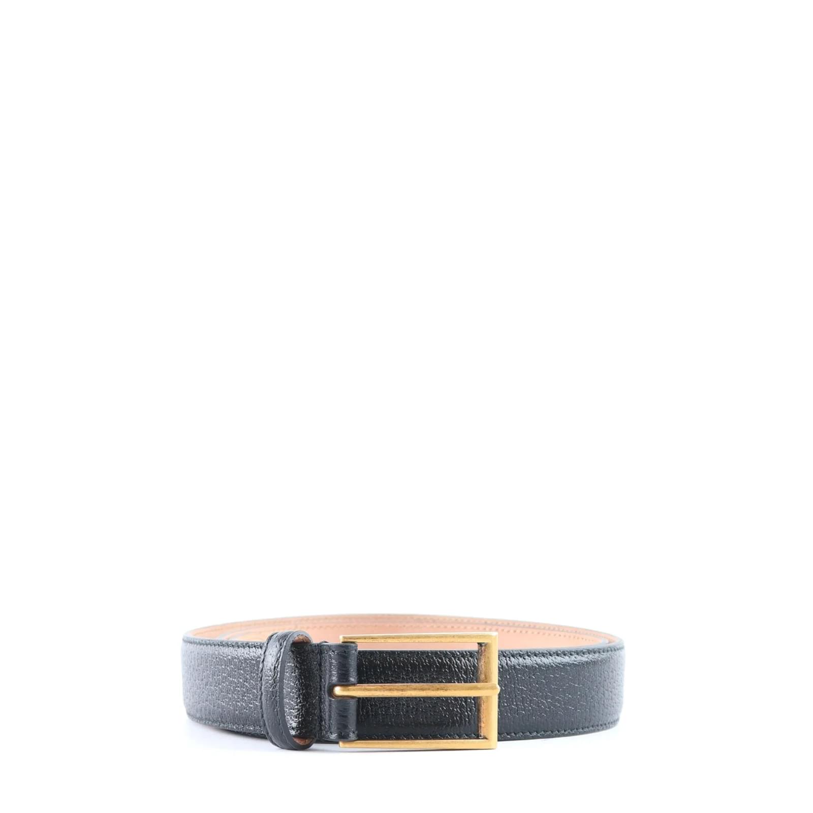 Gucci Men's Leather Belt with Double G Buckle - Black - Belts