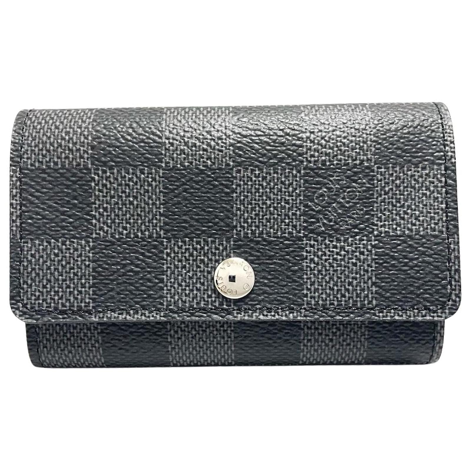 LOUIS VUITTON Multicle 6 Key Case Damier Graphite Leather Black