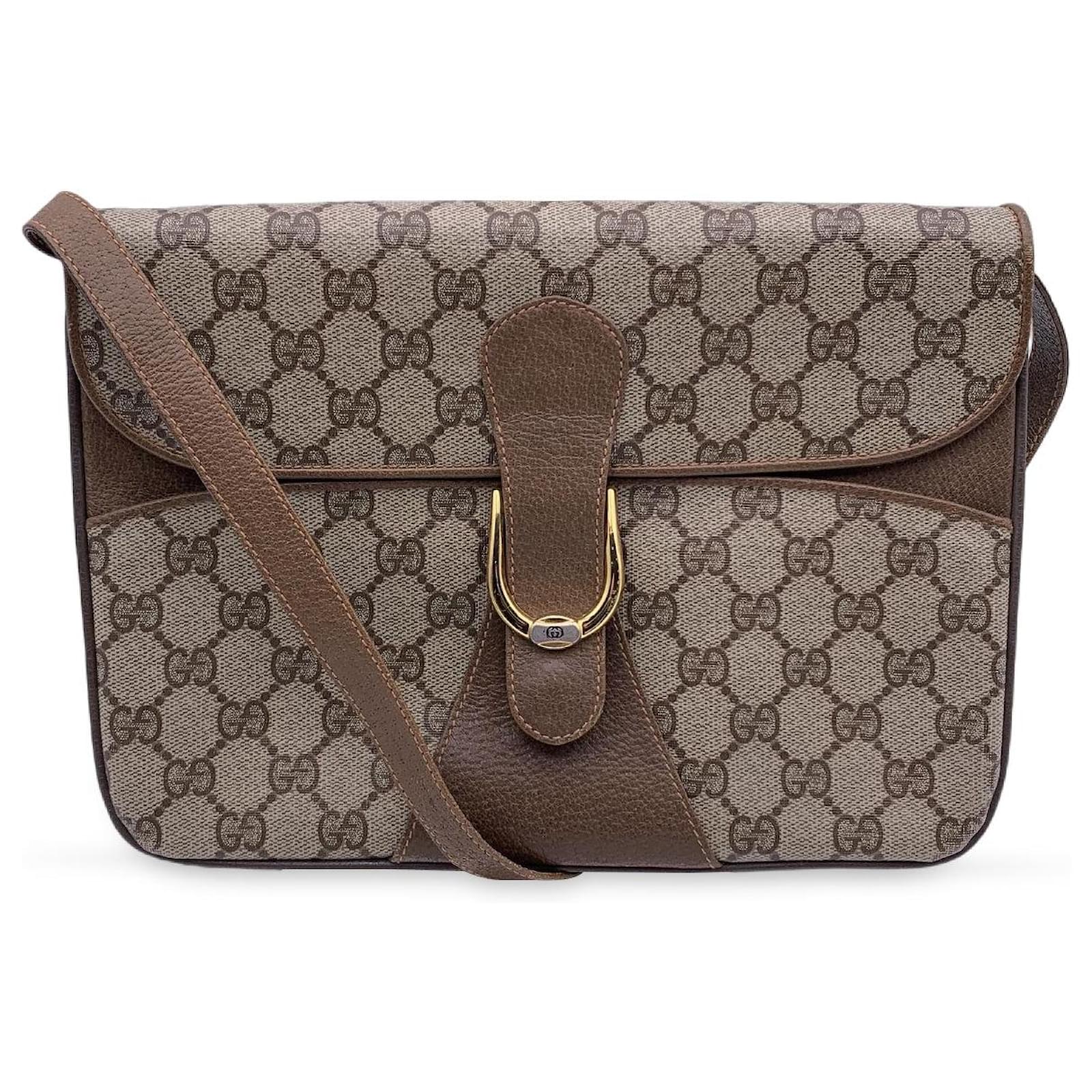 Gucci Vintage Beige Monogram Canvas And Leather Shoulder Bag Cloth Ref1038156 Joli Closet