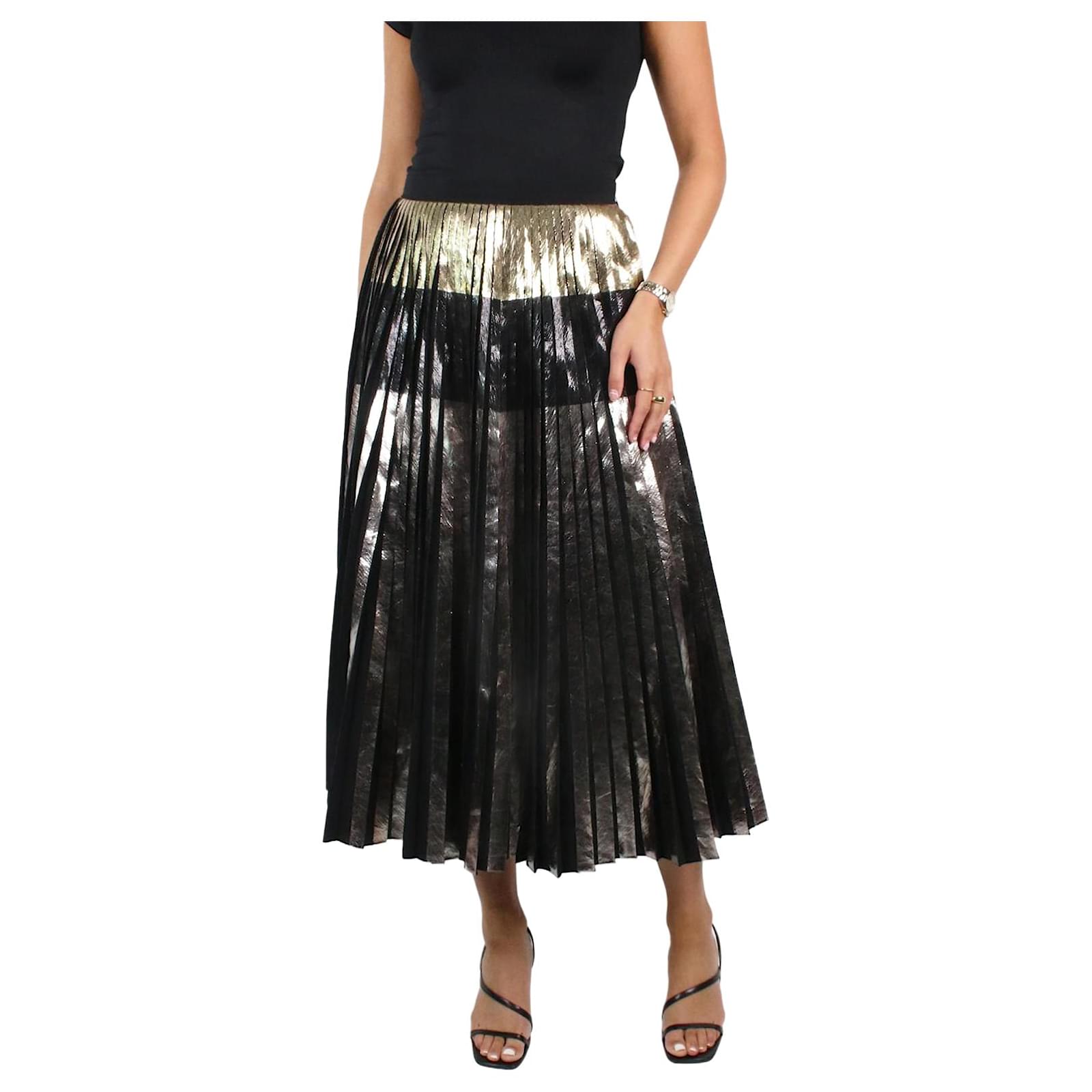 Proenza Schouler Black metallic pleated midi skirt size US 4