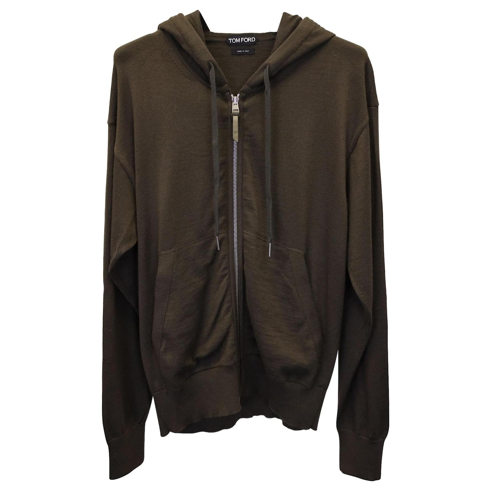 Tom Ford Zip-Up Hoodie in Brown Cashmere Wool Joli - Main Image