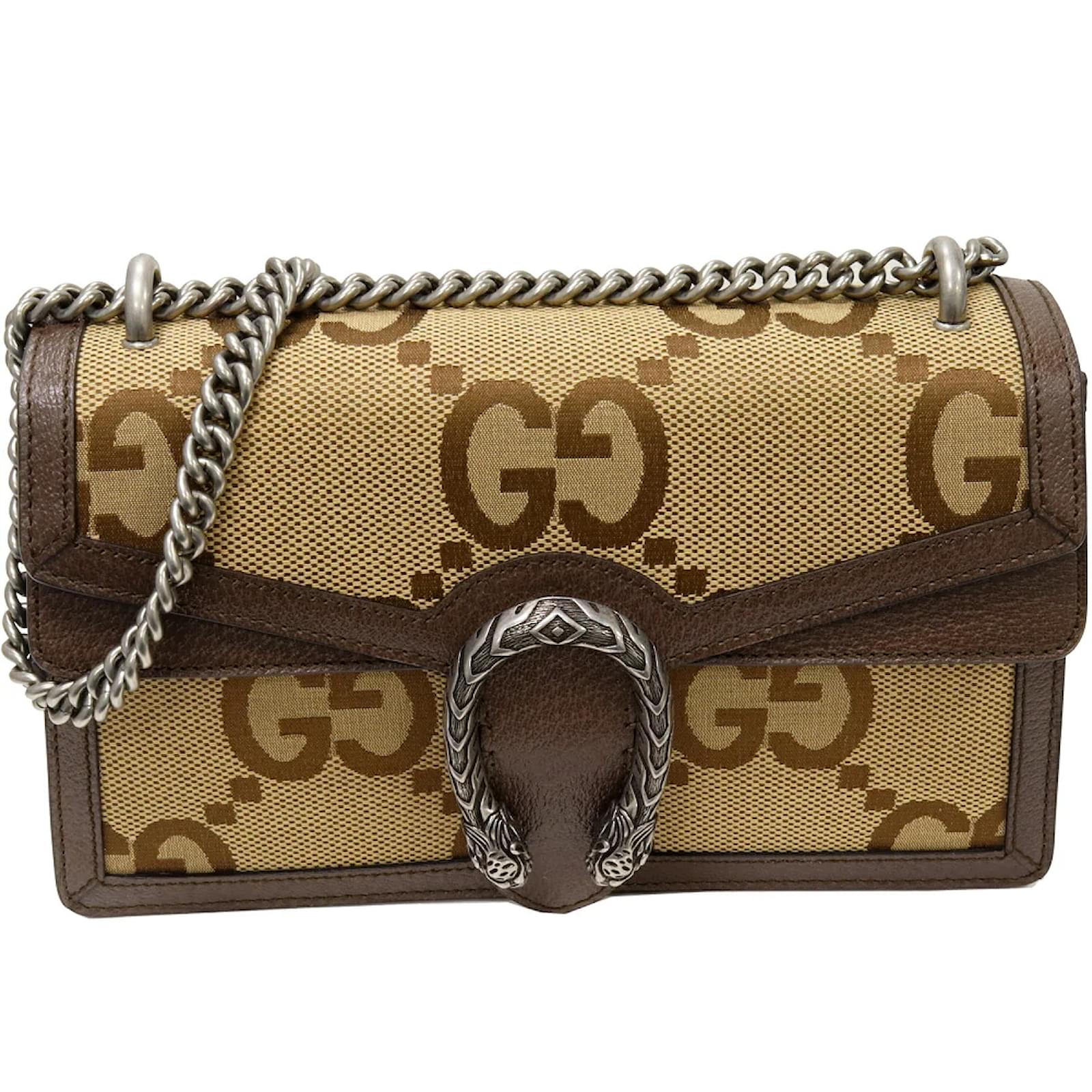 Gucci Dionysus Chain Wallet Jumbo GG Canvas Small Brown