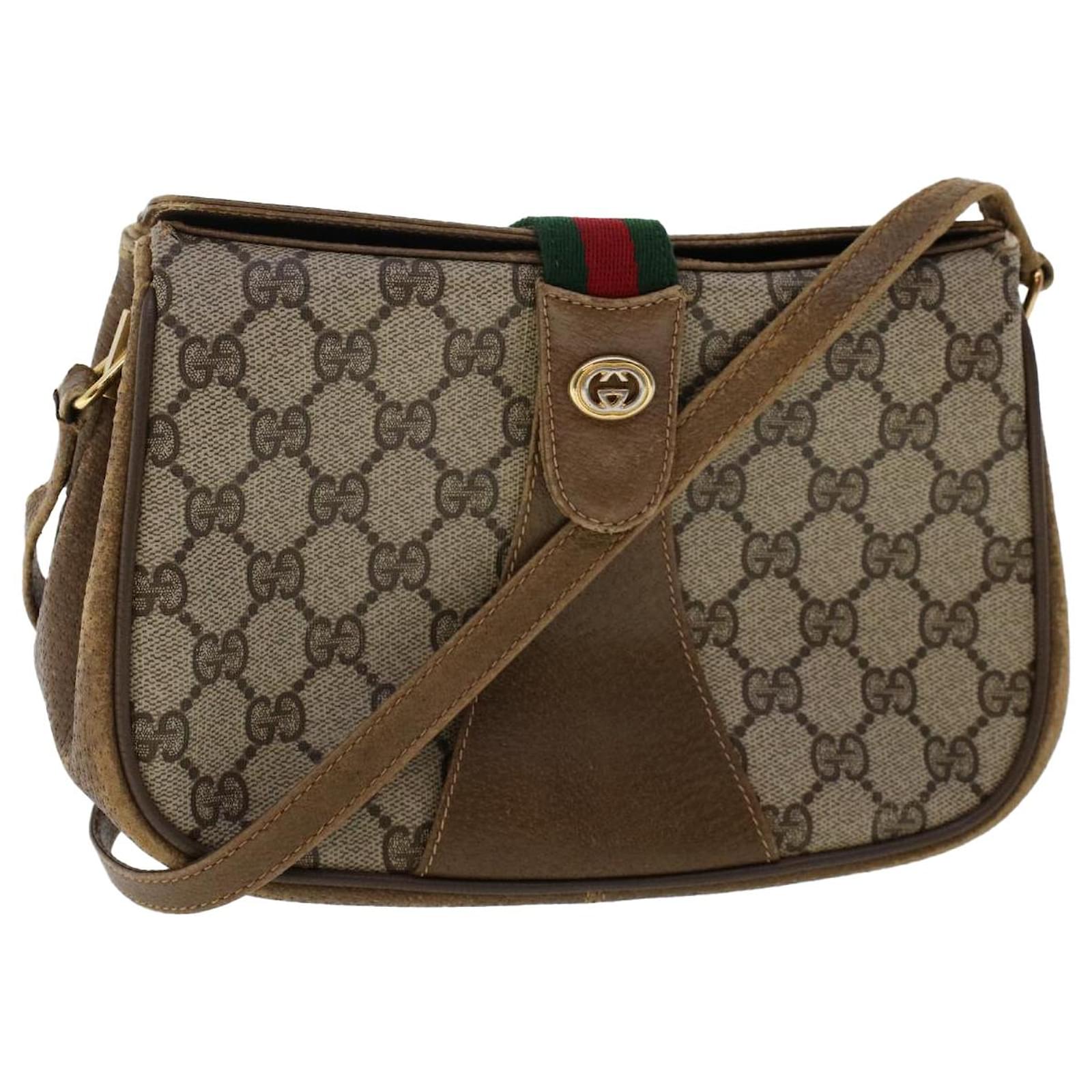 GUCCI Vintage Sherry Line GG Web PVC Canvas Browns Crossbody