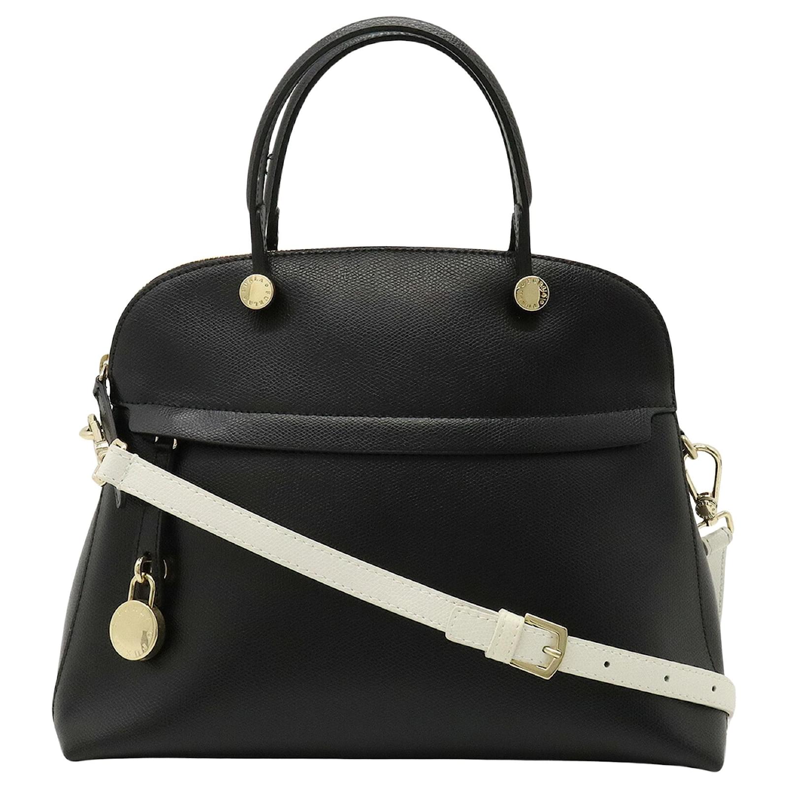 Leather Handbags Furla My Piper Small FURLA PIPER Black Leather Joli Closet