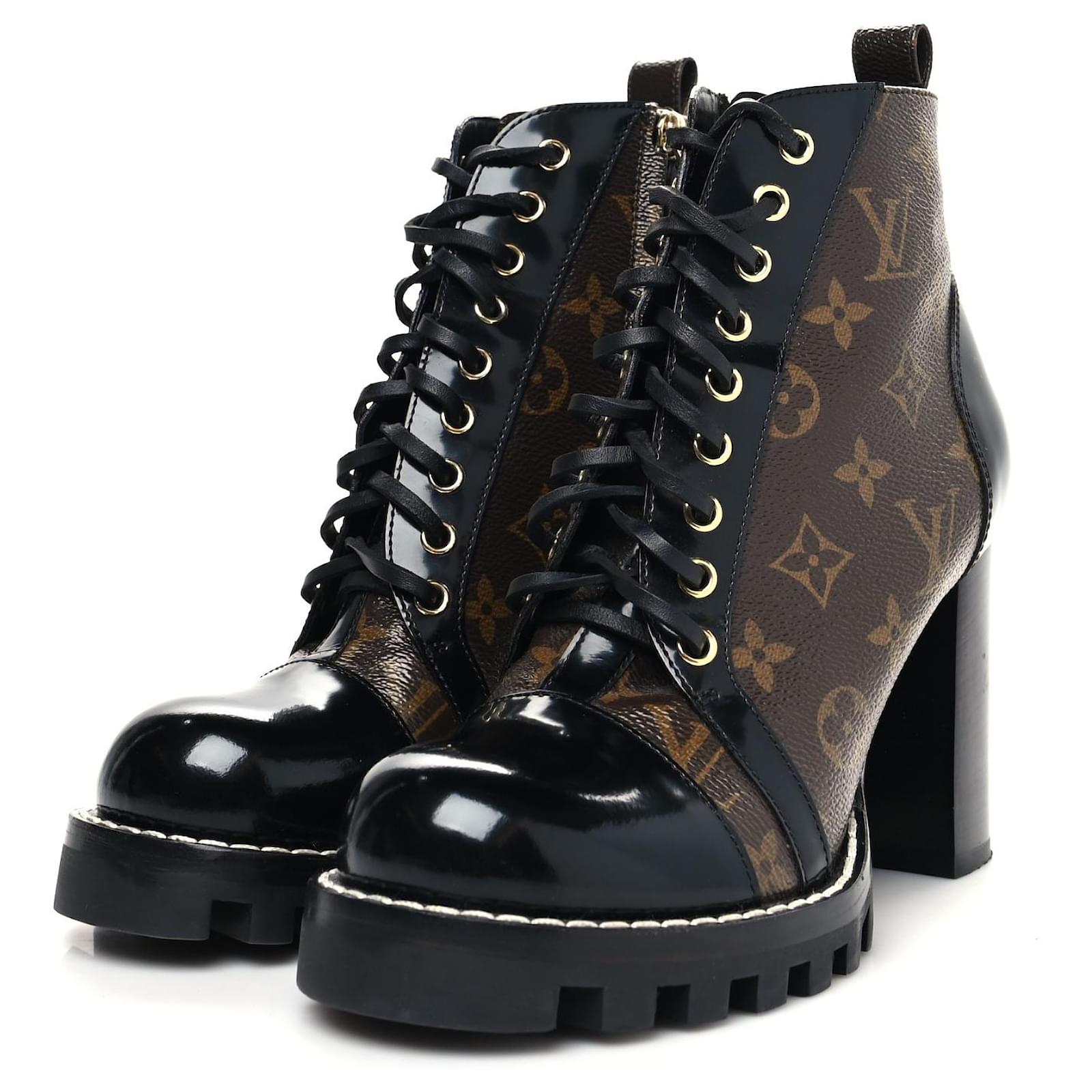 Louis Vuitton Black leather Star Trail Ankle Boots Size 38.5 Louis Vuitton