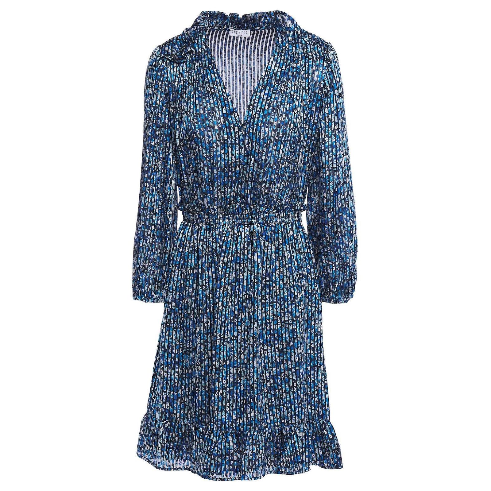 Claudie Pierlot blue long sleeve mini dress Viscose ref.1039472