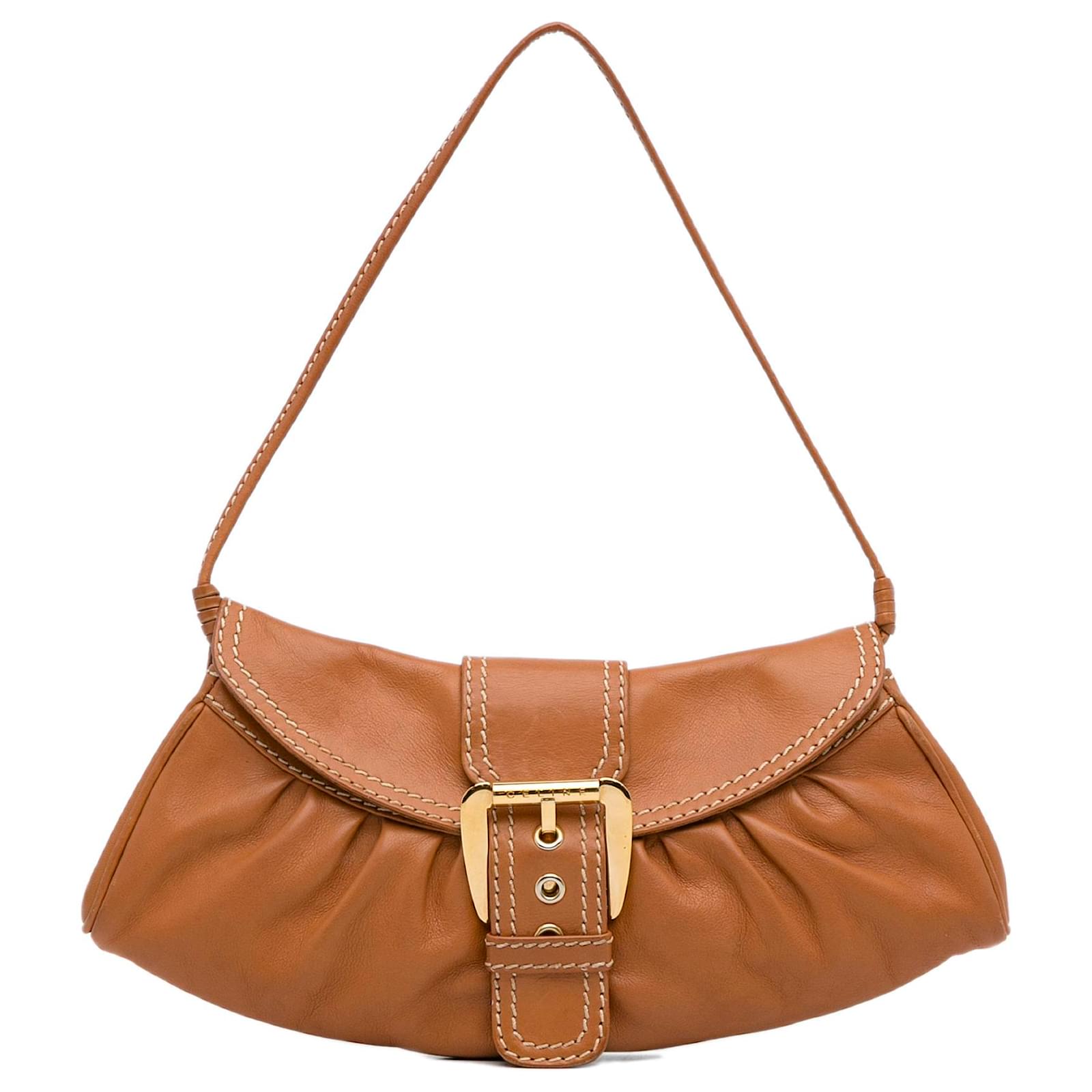 Céline Celine Brown Leather Shoulder Bag Ponystyle calfskin ref