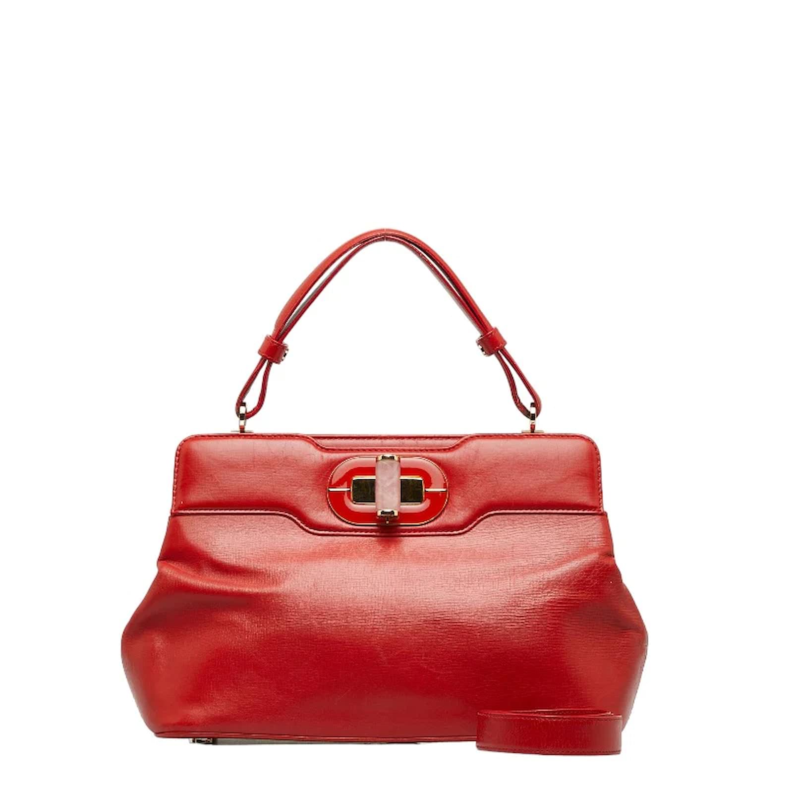 Bulgari Bvlgari Isabella Rossellini Leather 2way Bag Red ref