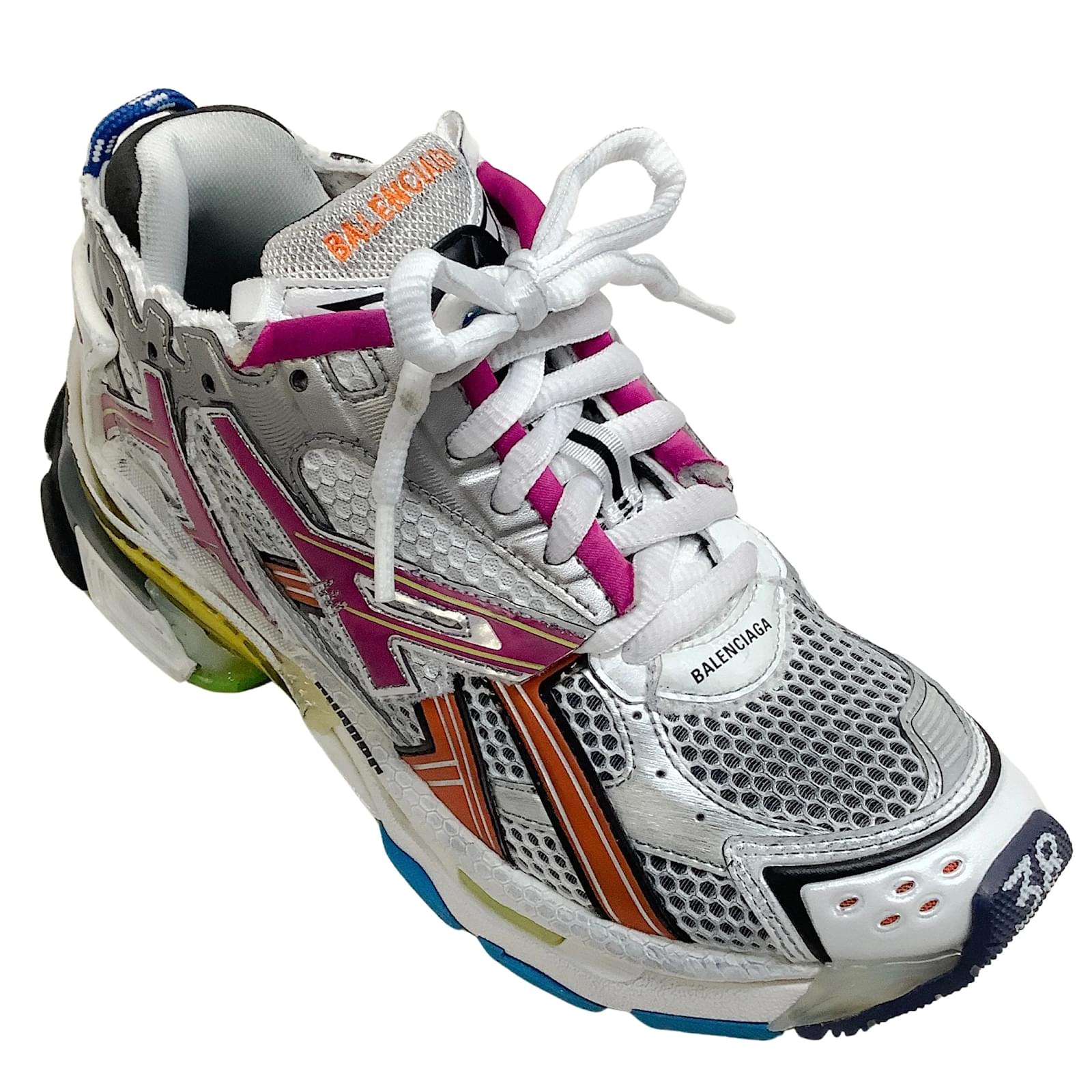 Balenciaga Multicolor Mesh Runner Sneakers Pink Cloth ref