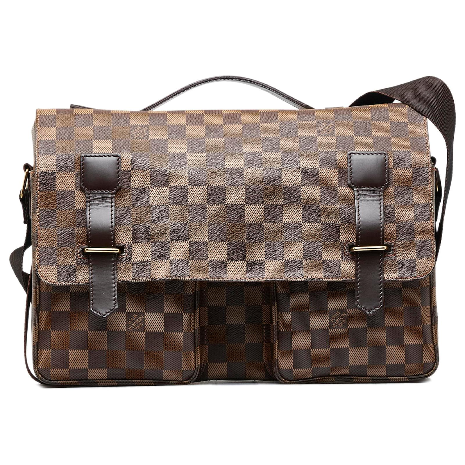 Louis Vuitton Brown Damier Ebene Bastille Leather Cloth Pony-style