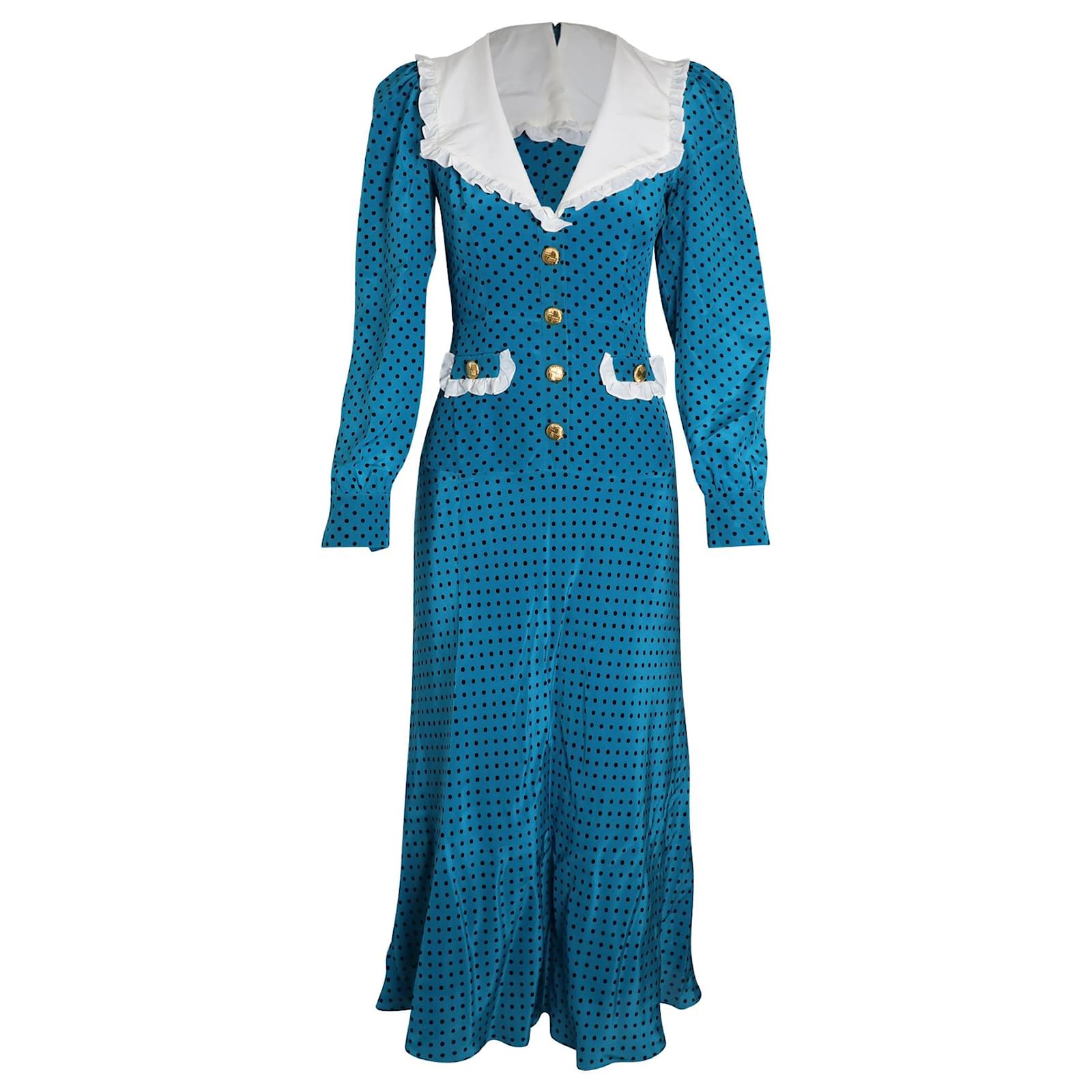 ワンピース ALESSANDRA RICH Women Dresses FABX3609F4230 Blue Alessandra Rich Dress with polka dot pattern | Women's