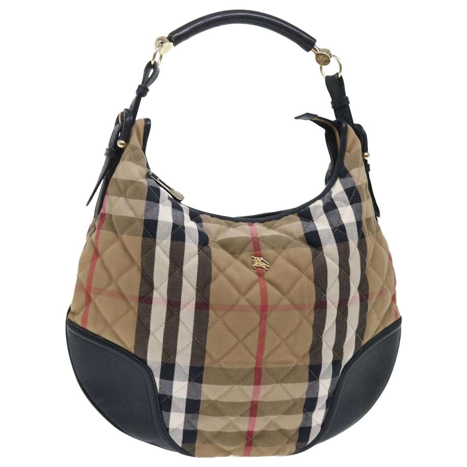BURBERRY Nova Check Quilted Shoulder Bag Canvas Leather Beige 
