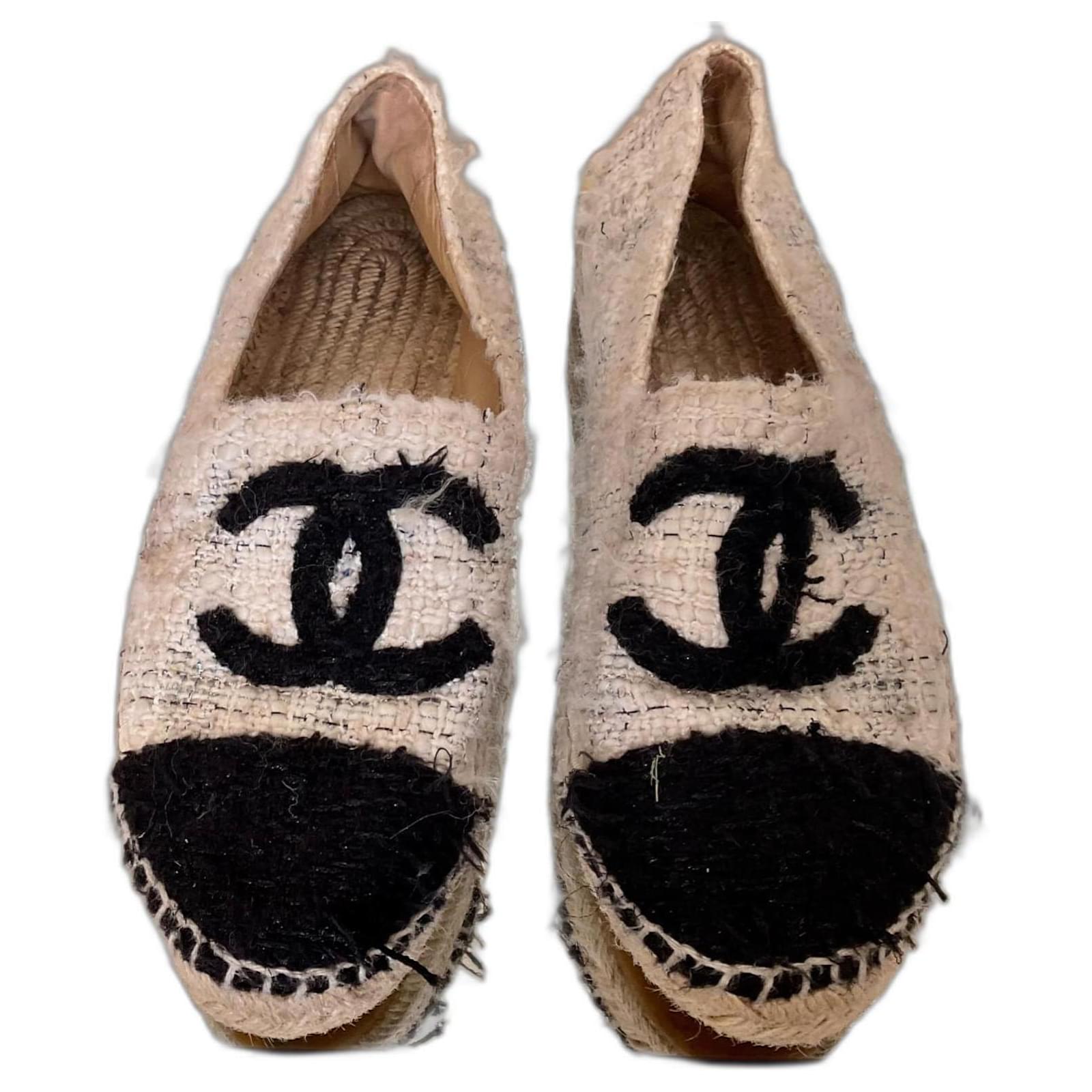 CHANEL, Shoes, Chanel Blue Tweed Espadrilles 38