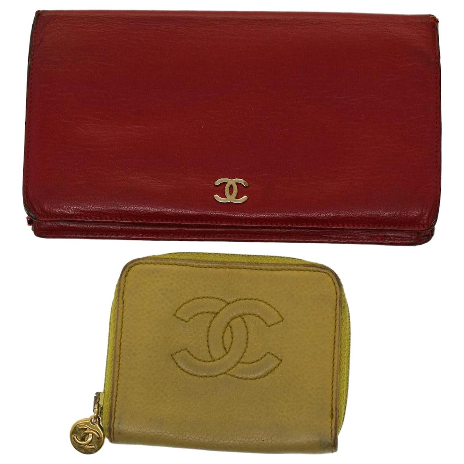 Cartera CHANEL Cuero 2Establecer autentificaci n CC rojo verde7305