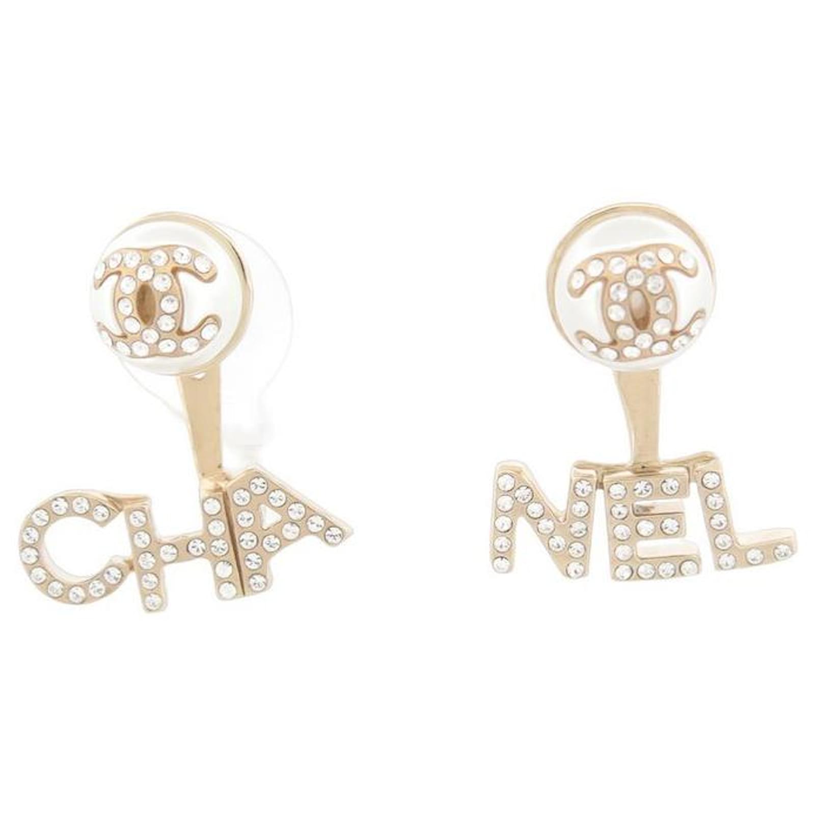 Earrings Chanel New Chanel Pendant Earrings Logo CC Cha Nel & Strass Earrings