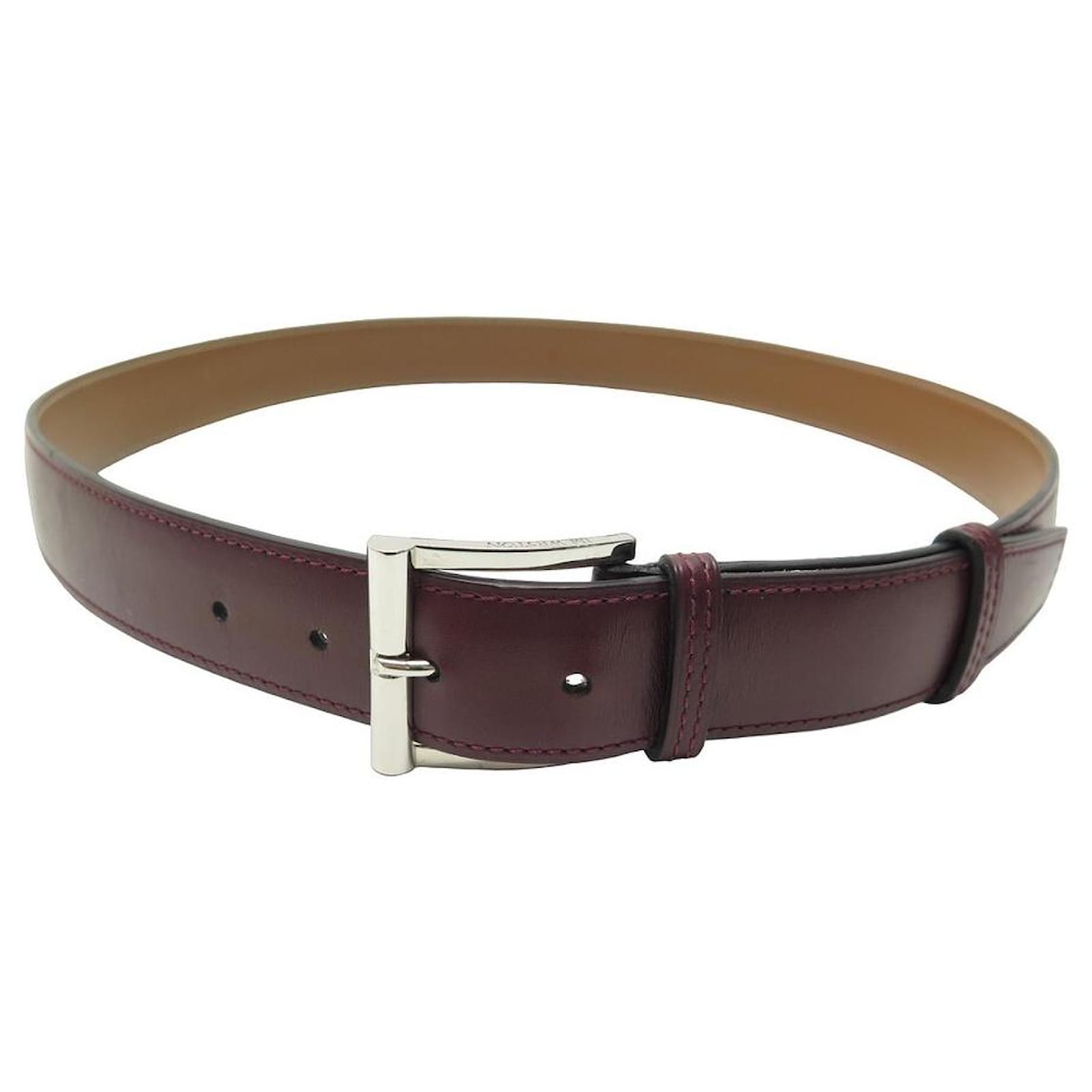 JM WESTON HALF RING T BELT 100 IN BURGUNDY LEATHER BELT Dark red