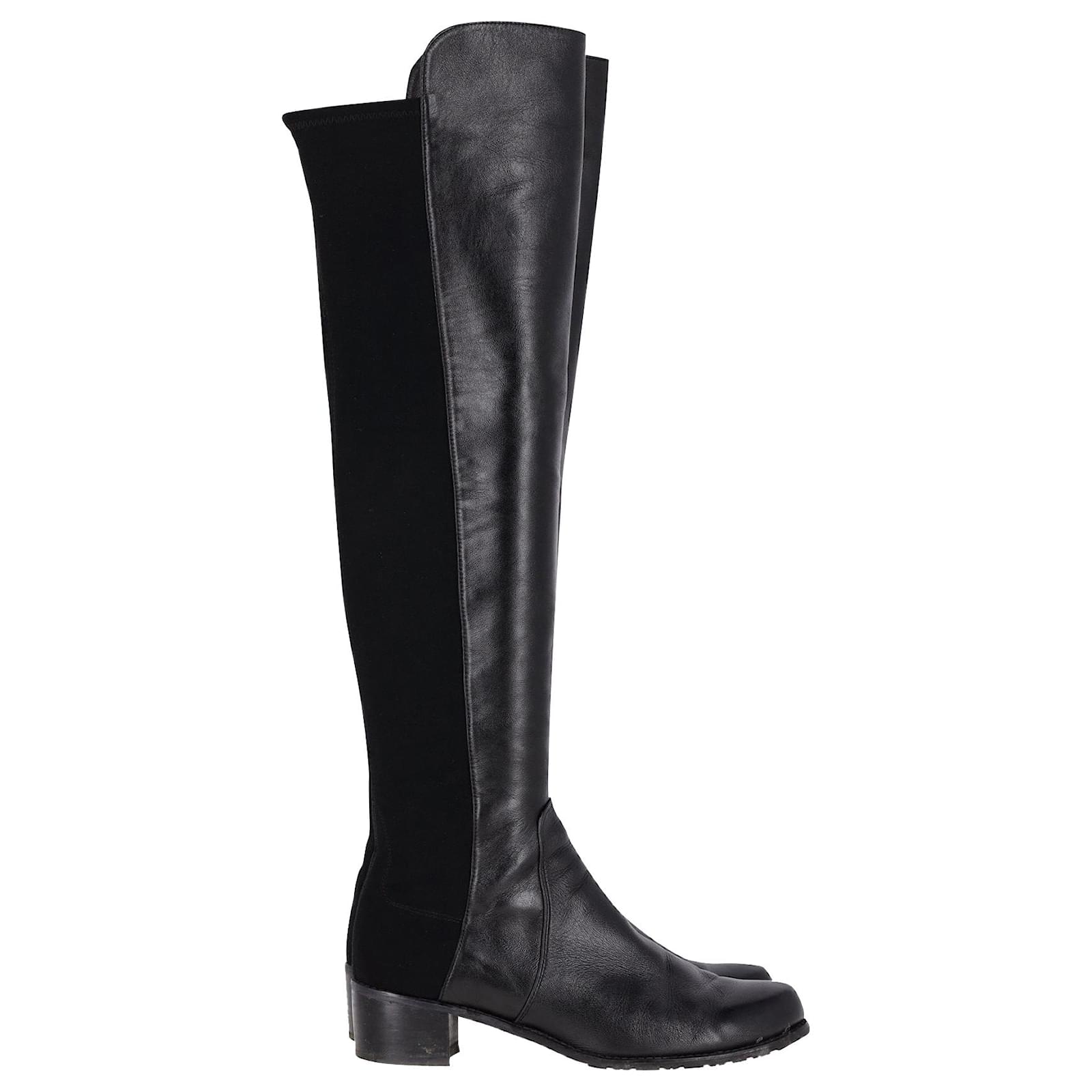 Stuart Weitzman Reserve Cuissardes Knee Boots in Black Leather ref ...