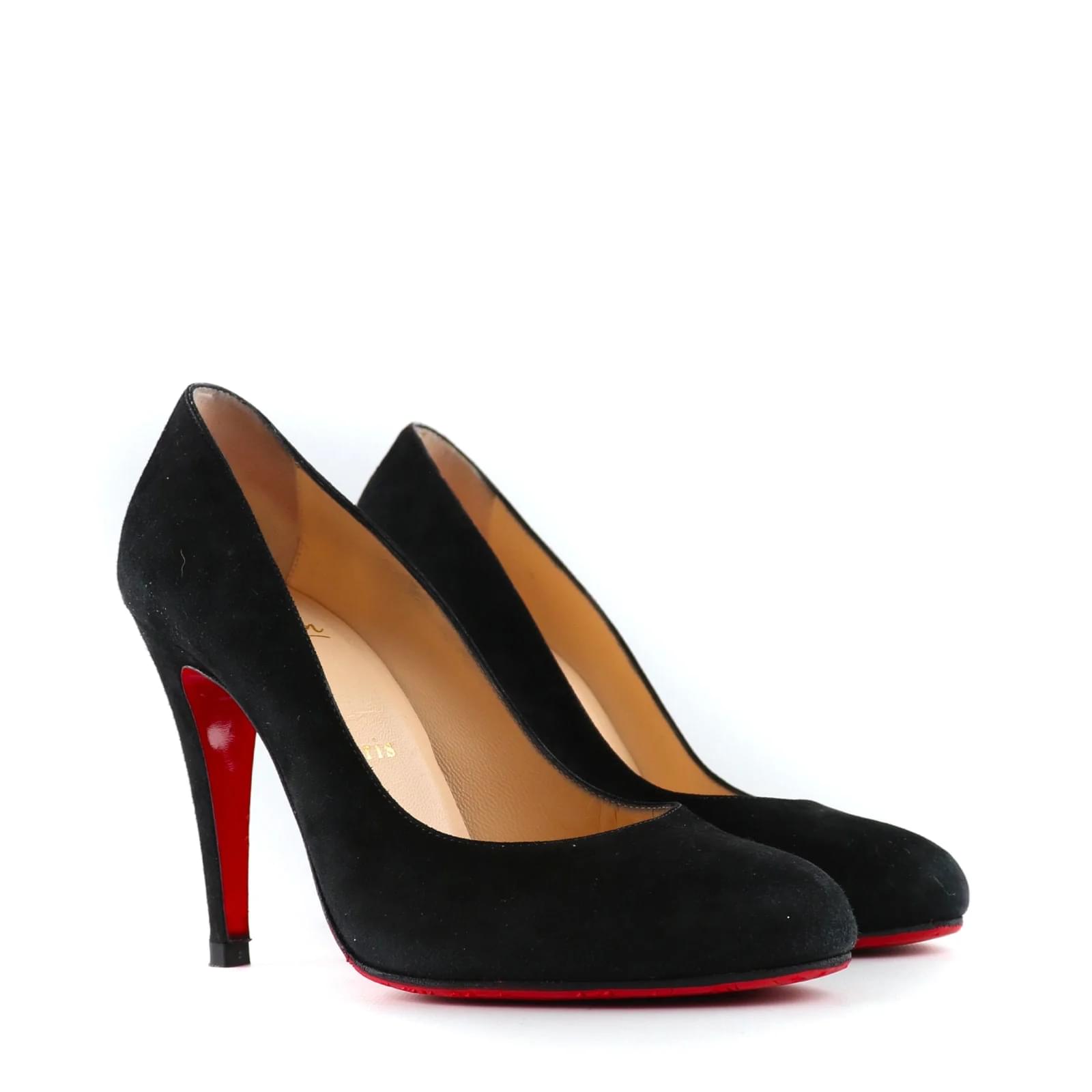 Christian Louboutin Black Suede Peep-Toe Pumps - size 39.5 ○ Labellov ○ Buy  and Sell Authentic Luxury