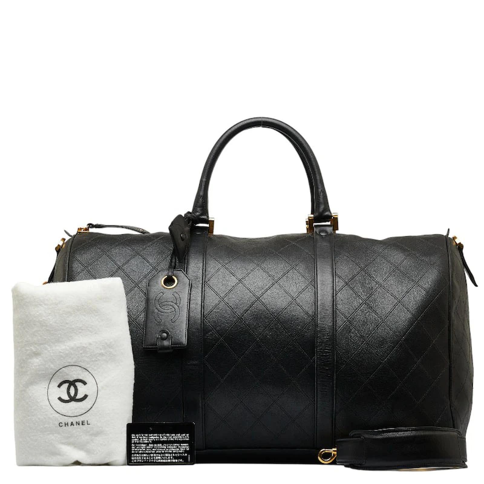 Chanel Quilted Leather Boston Duffle Bag Black Pony-style calfskin  ref.1043577 - Joli Closet