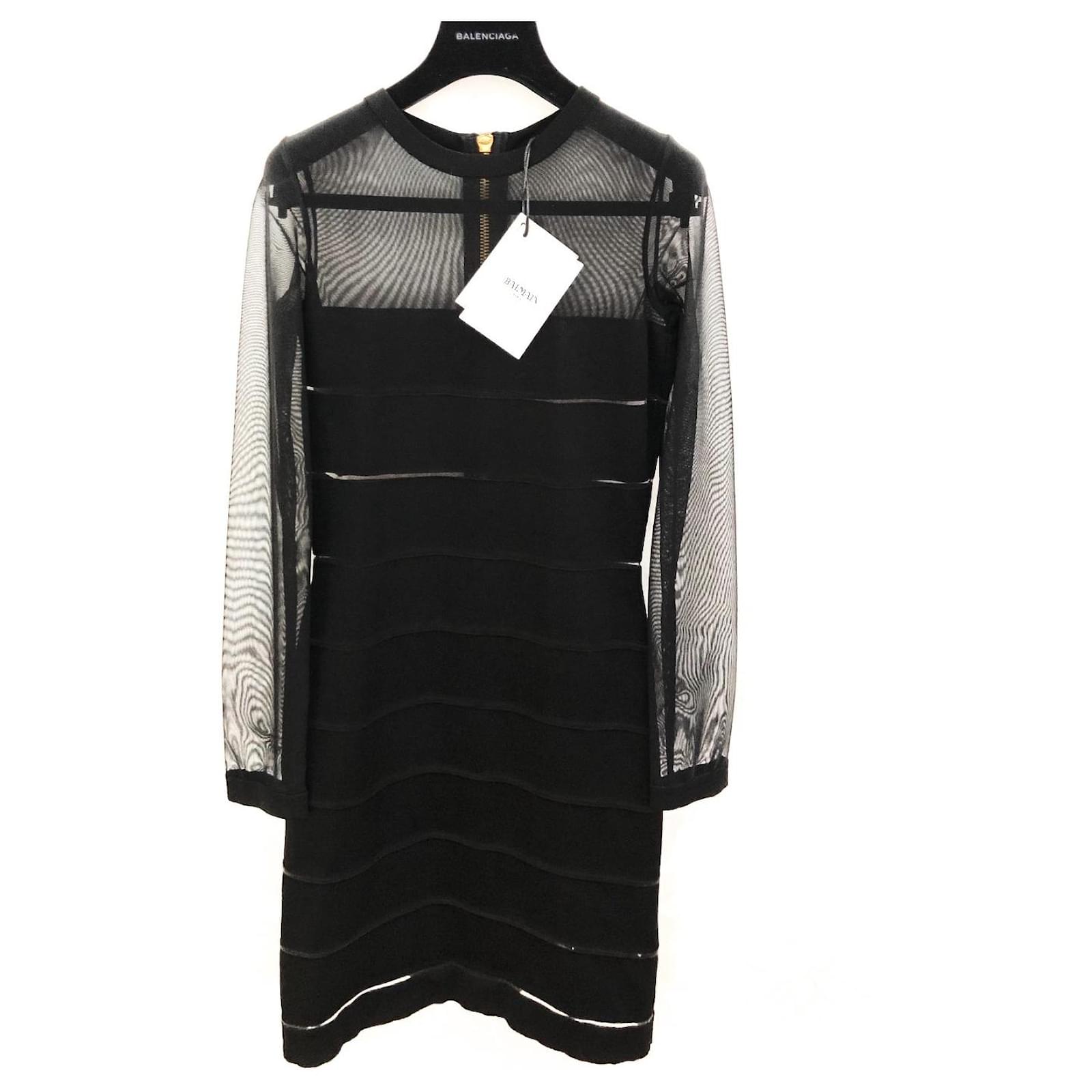 Balmain Black Viscose Cocktail Dress