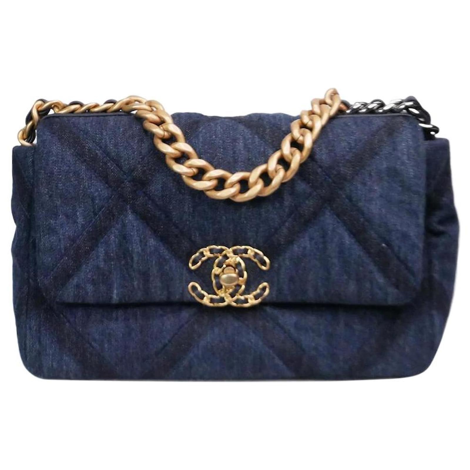 Chanel Blue medium denim quilted gold hardware 19 shoulder bag