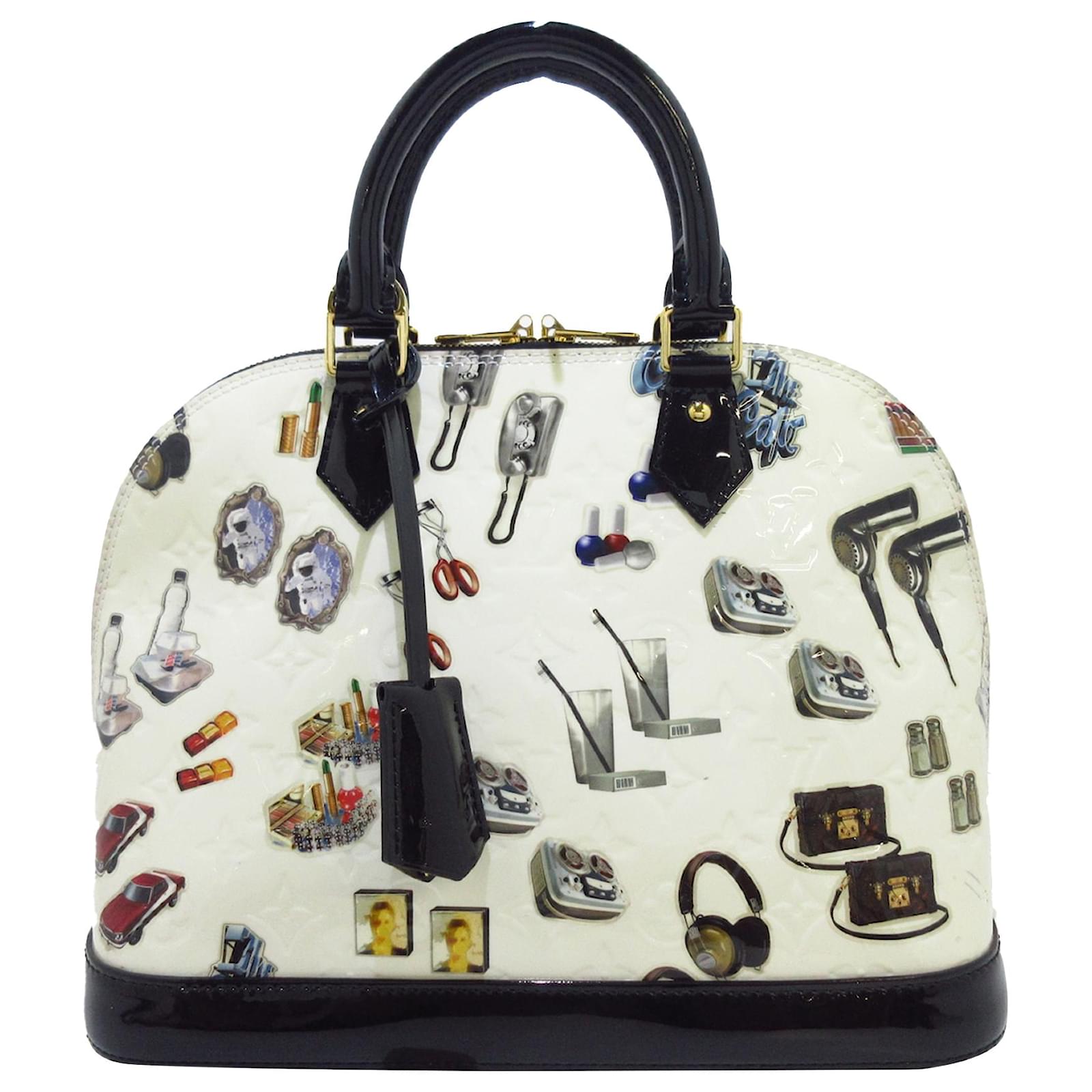 Louis Vuitton White Vernis Alma GM Leather Patent leather ref