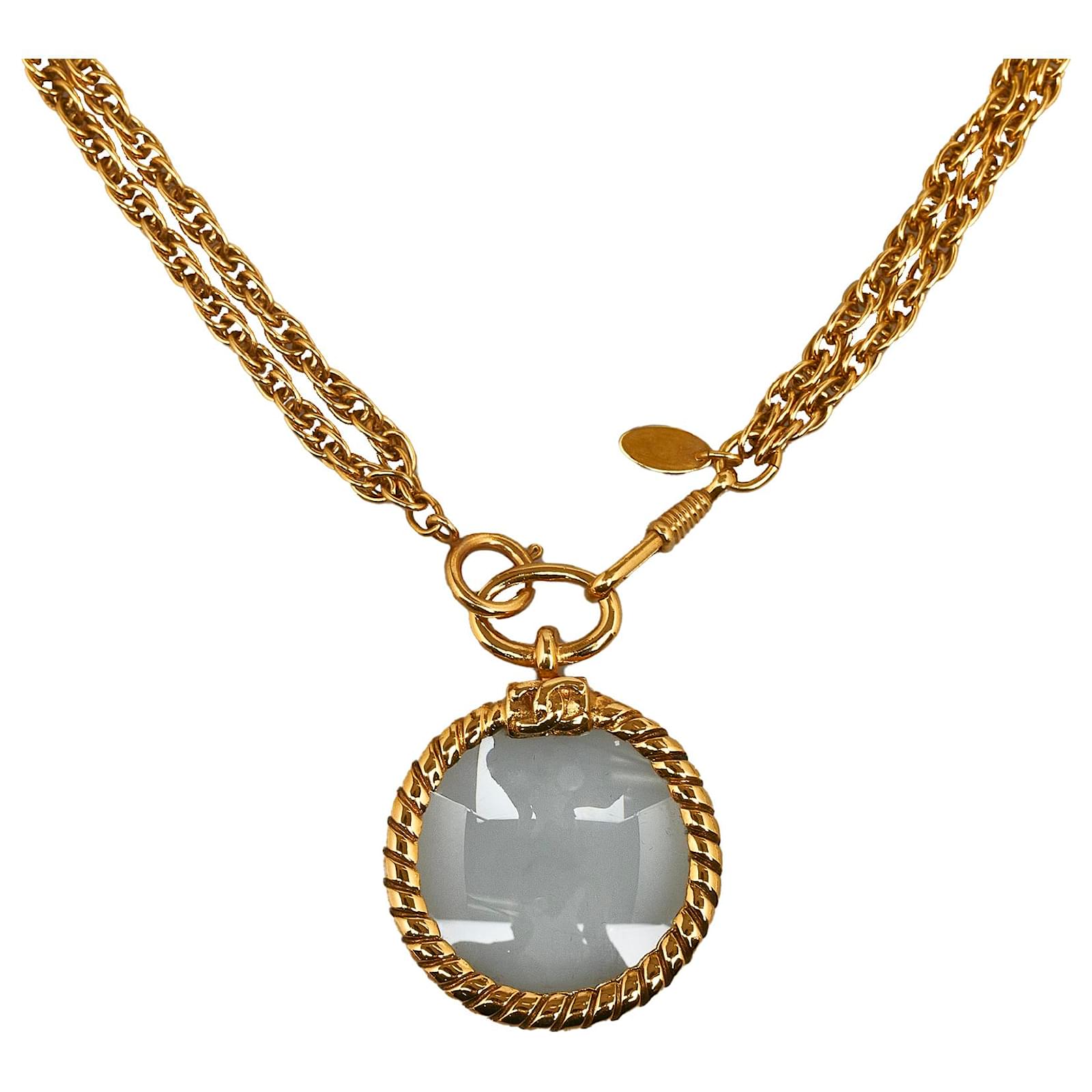 Chanel Strass CC Pendant Necklace - Gold-Plated Pendant Necklace