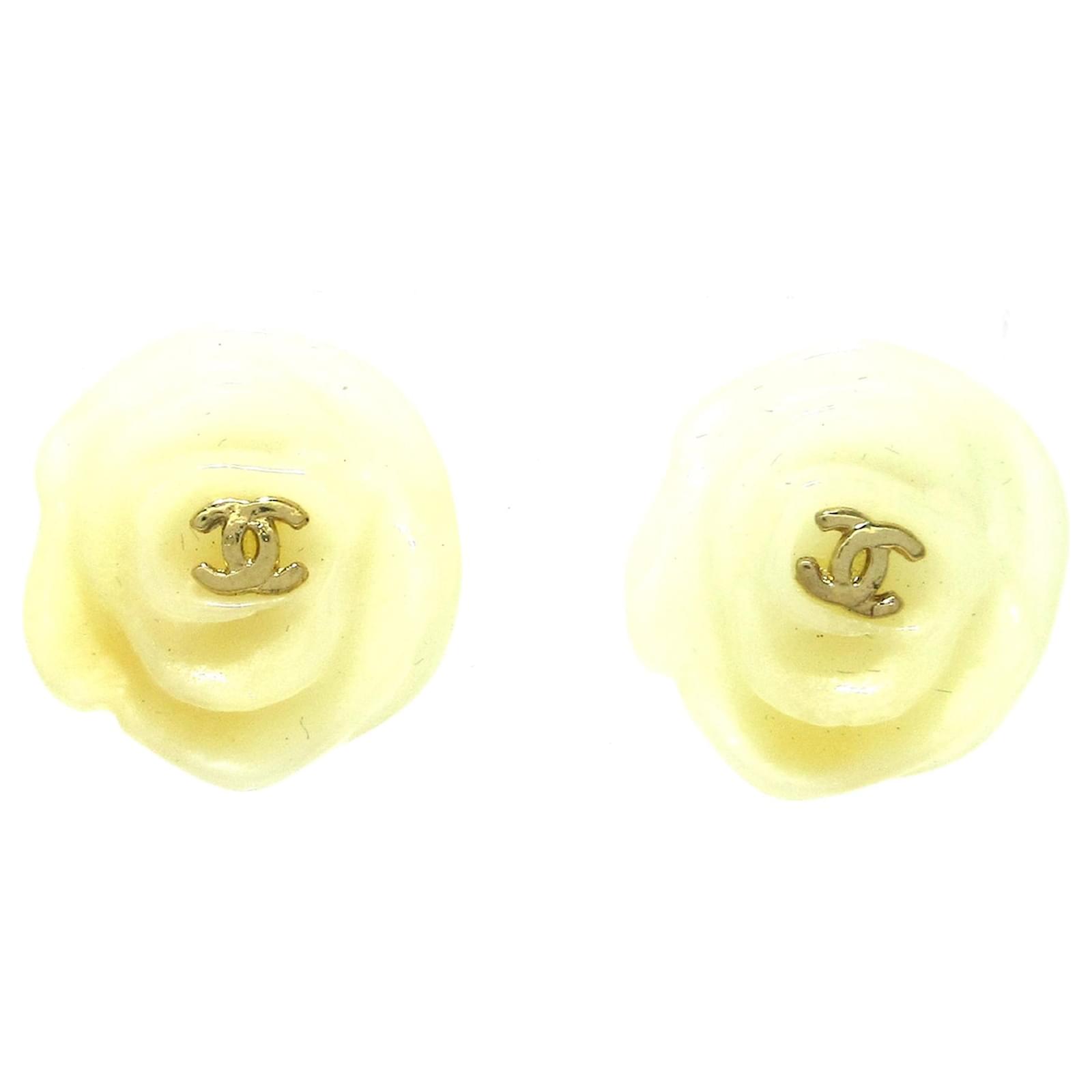 Vintage Chanel Coco Camellia Floral Clip-On Earrings