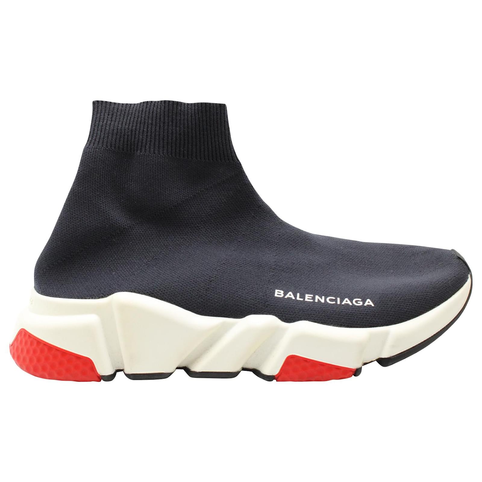 Balenciaga black & hot sale red speed sneakers