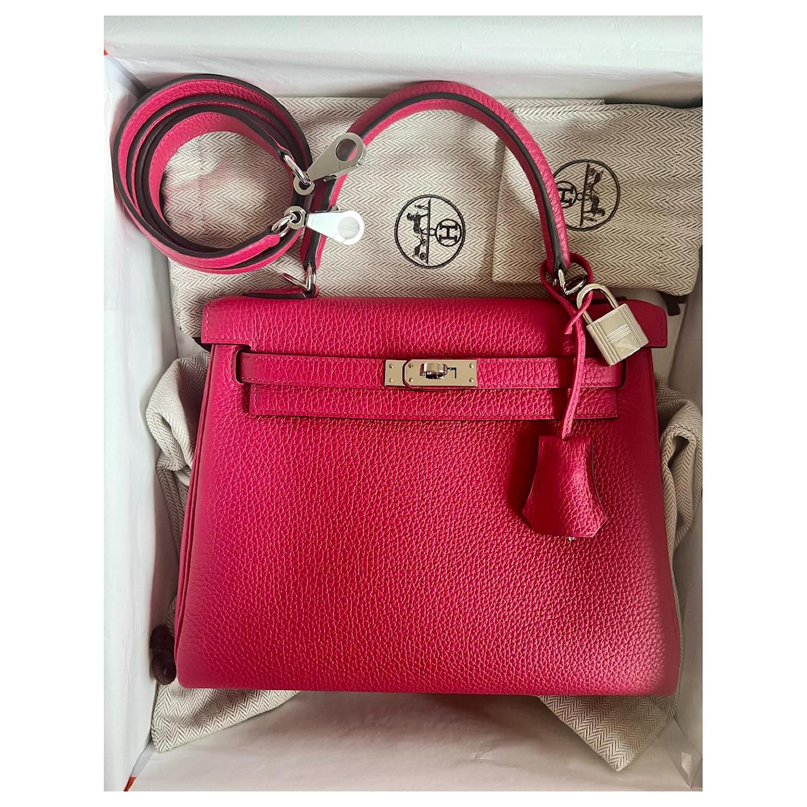 Hermès Kelly 25 Togo Framboise PHW Pink Leather Joli