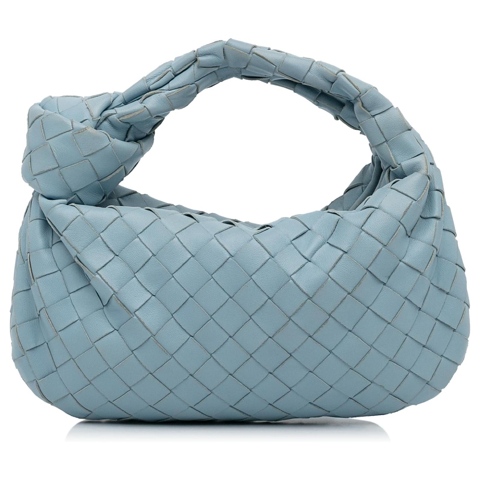 Bottega Veneta Blue Mini Intrecciato Jodie Light blue Leather Pony