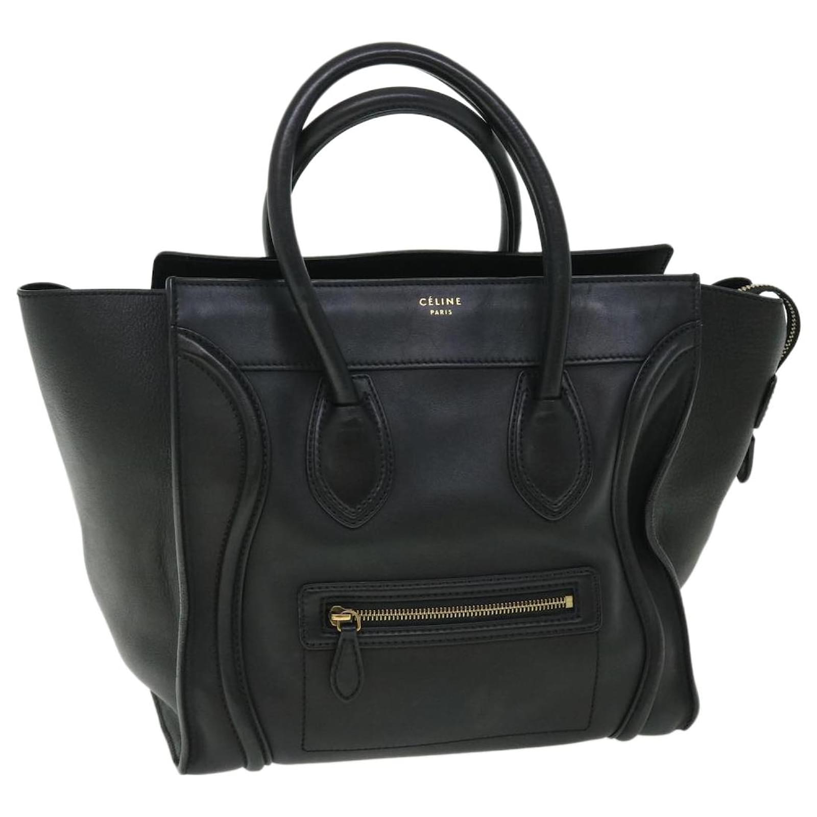 Céline CELINE Luggage Mini Hand Bag Leather Black Auth 51427 ref ...