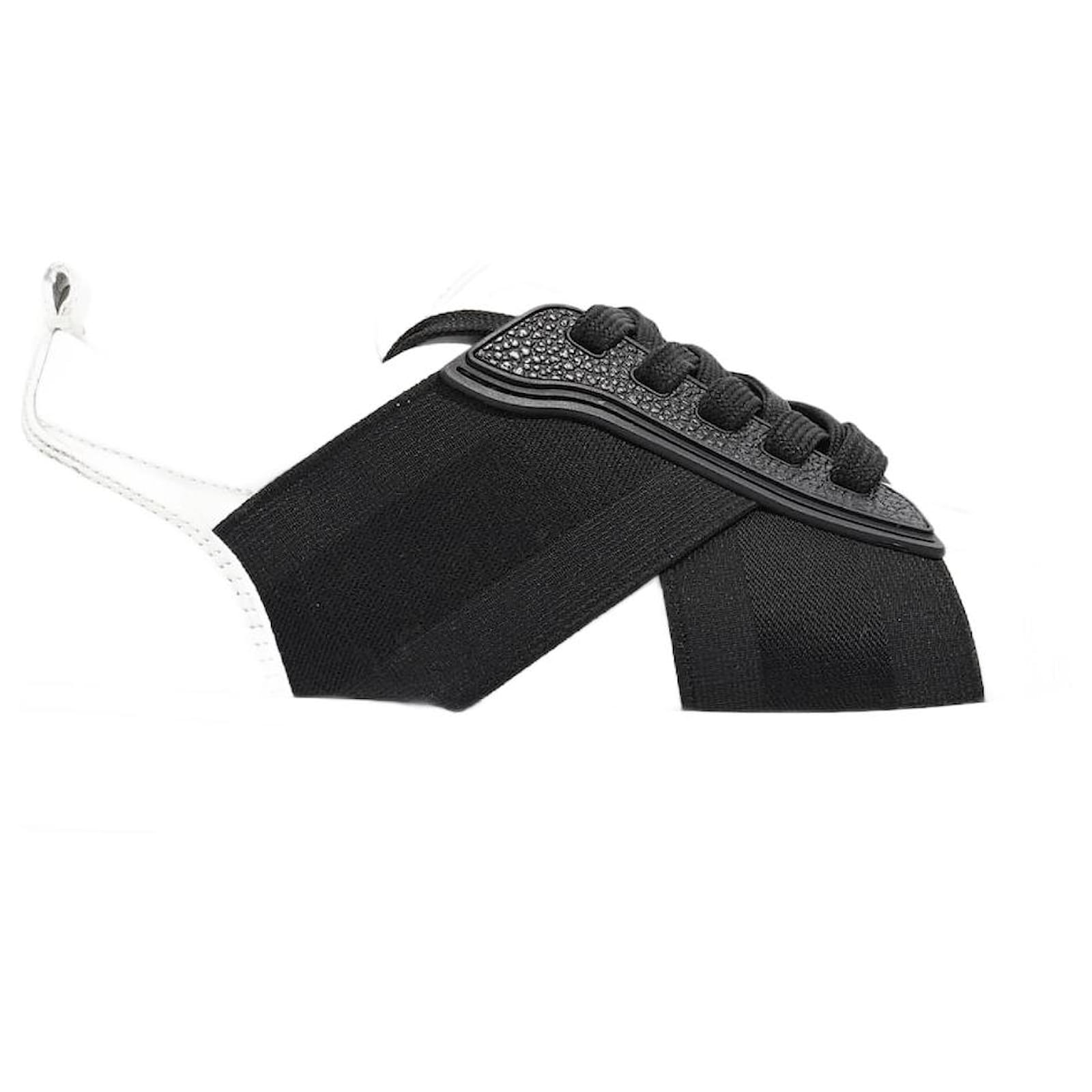 Christian Louboutin White/Black Leather Elastikid Sneakers Size 42.5  Christian Louboutin