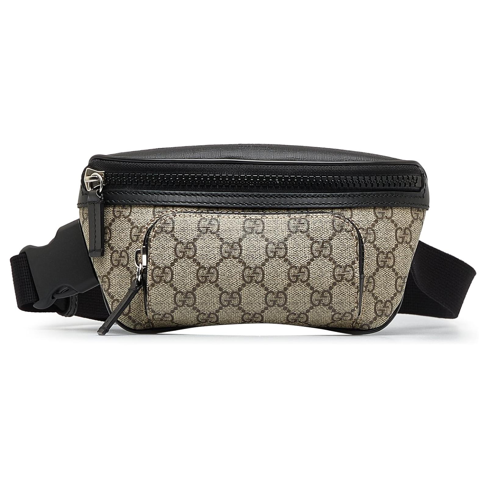 GUCCI Coated Canvas GG Supreme Silver Buckle Clutch Blue