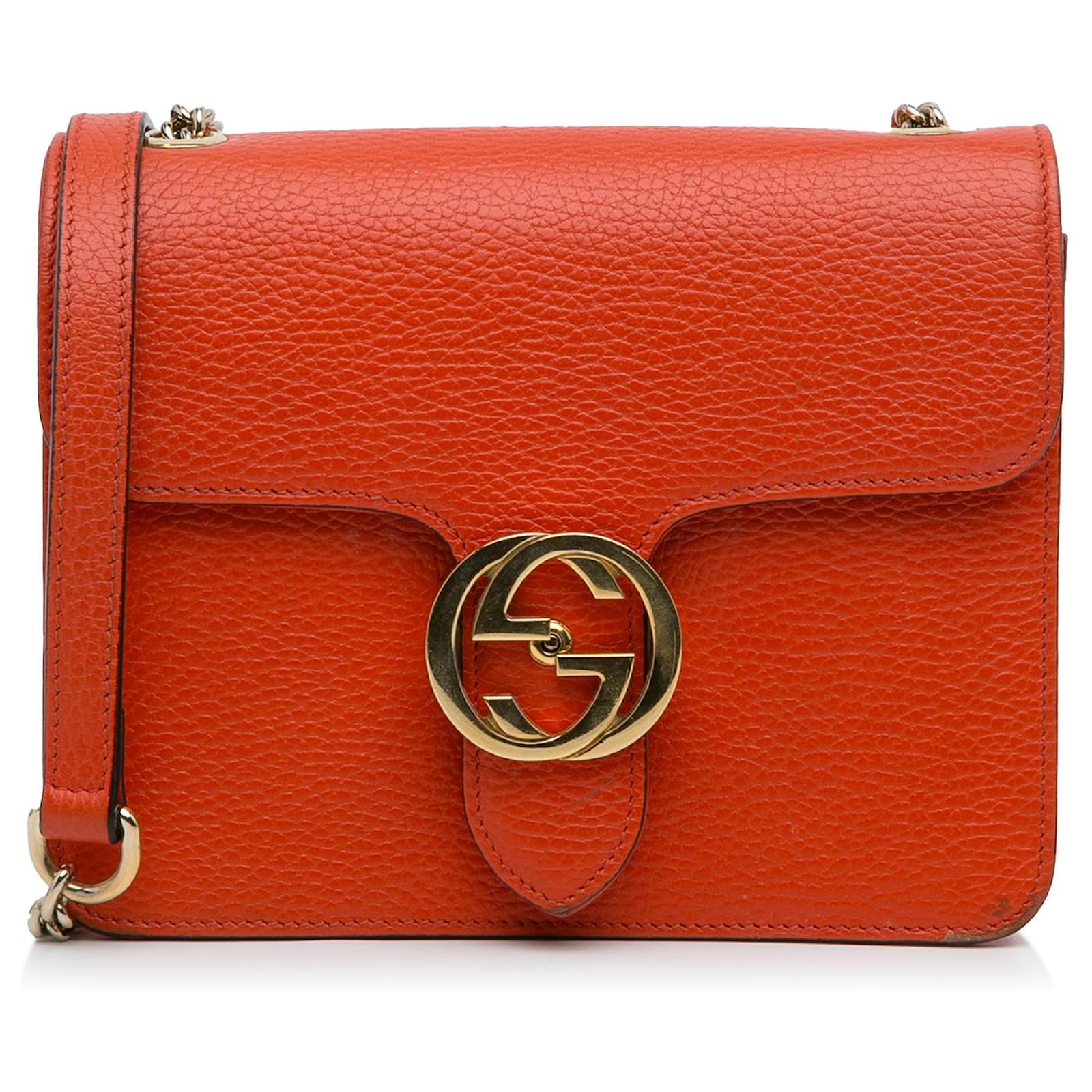 Gucci Orange Leather Dollar Interlocking G Crossbody Bag Gucci