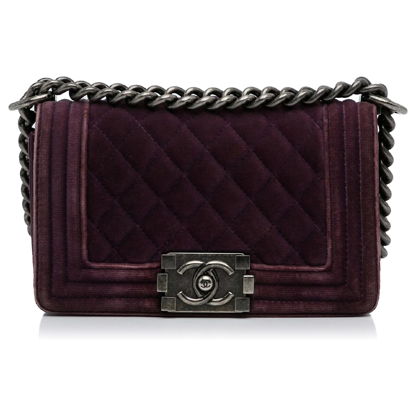 Chanel Purple Small Boy Velvet Flap Bag