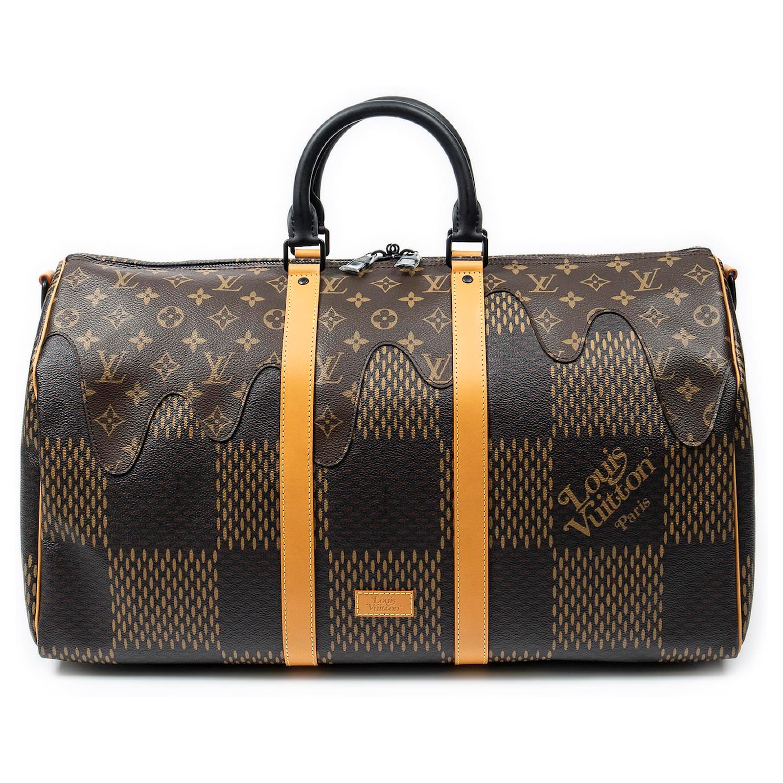 Louis Vuitton Brown x Nigo Giant Damier Ebene Monogram Keepall Bandouliere  50 Cloth ref.1046687 - Joli Closet