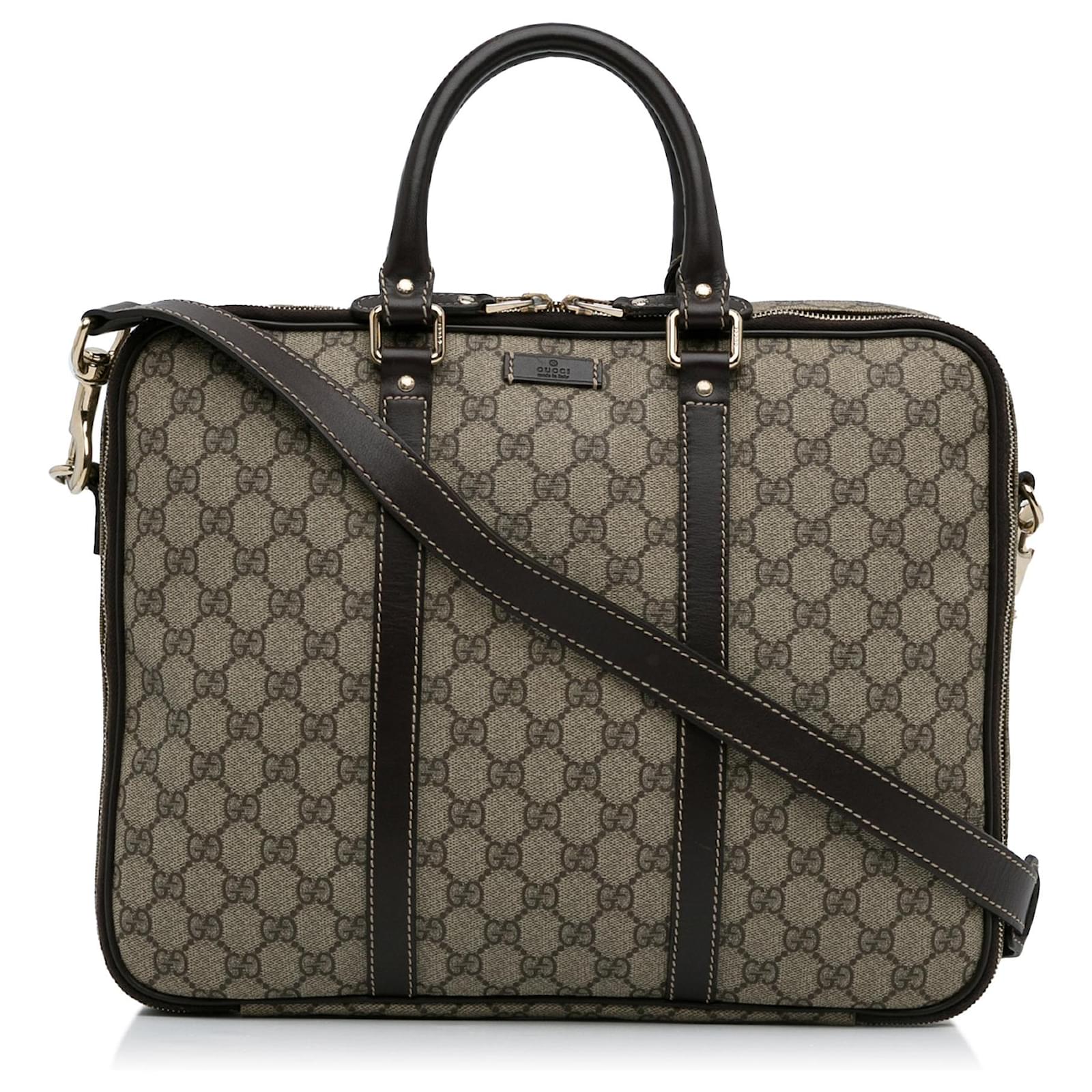 【関税&送料込】Gucci Leather And Supreme Gg Fabric Reversib GUCCI Pouch with GG detail | REVERSIBLE