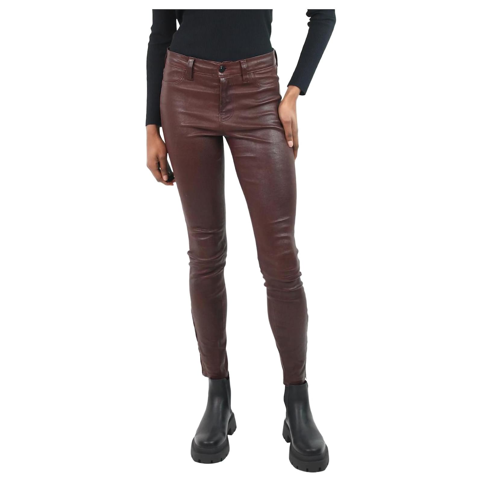 J brand red hot sale leather pants