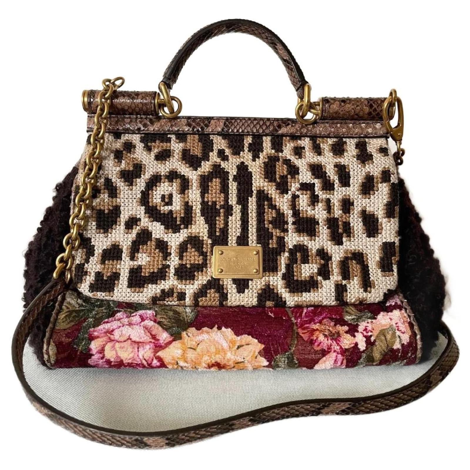 Dolce & Gabbana Multicolor Leopard Jacquard Print Logo Plaque Pouch Bag main image 1