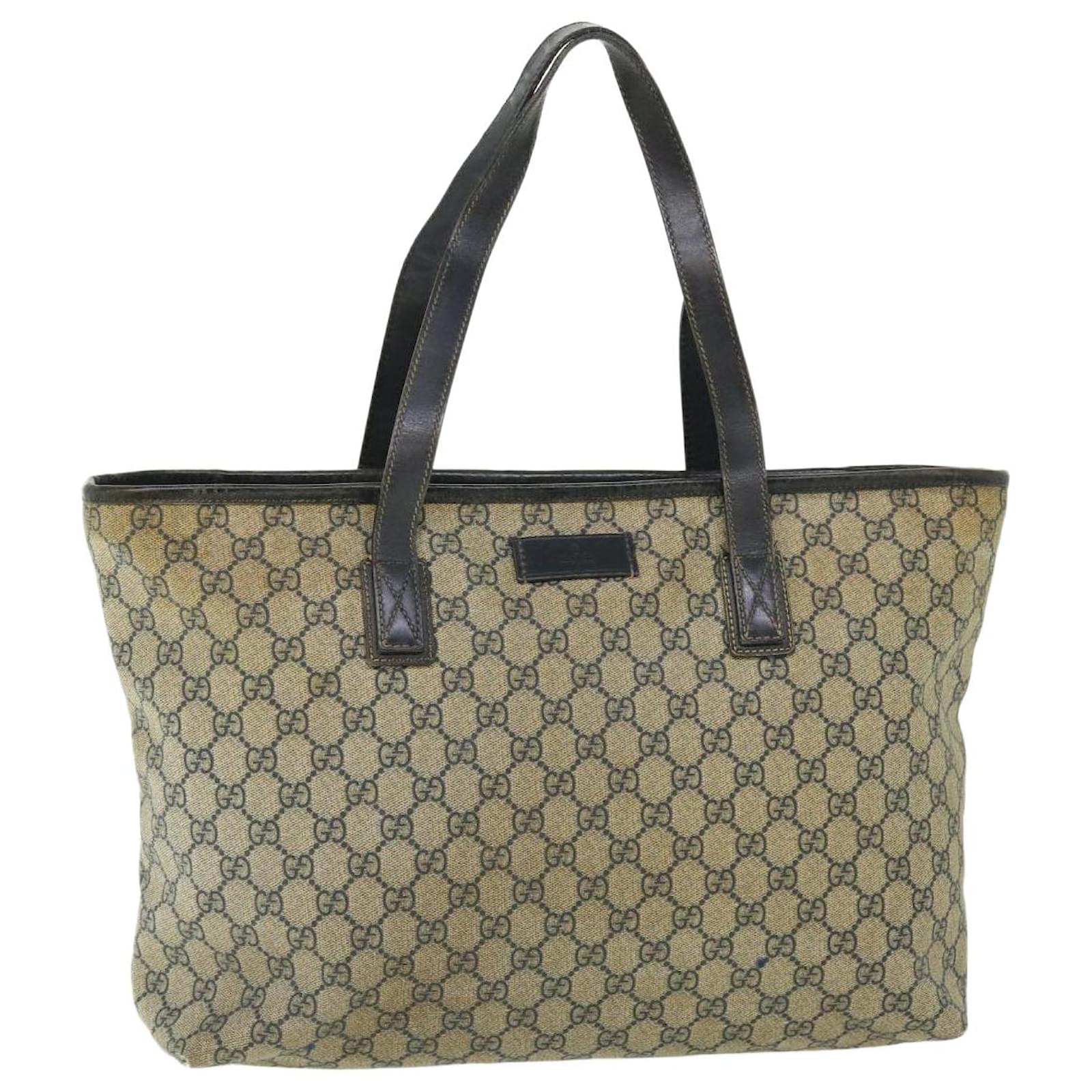 バッグ Gucci Shopper Tote Bag GG Navy 211137 GUCCI GG Canvas Tote Bag PVC Leather Navy Beige 211137 auth 51642