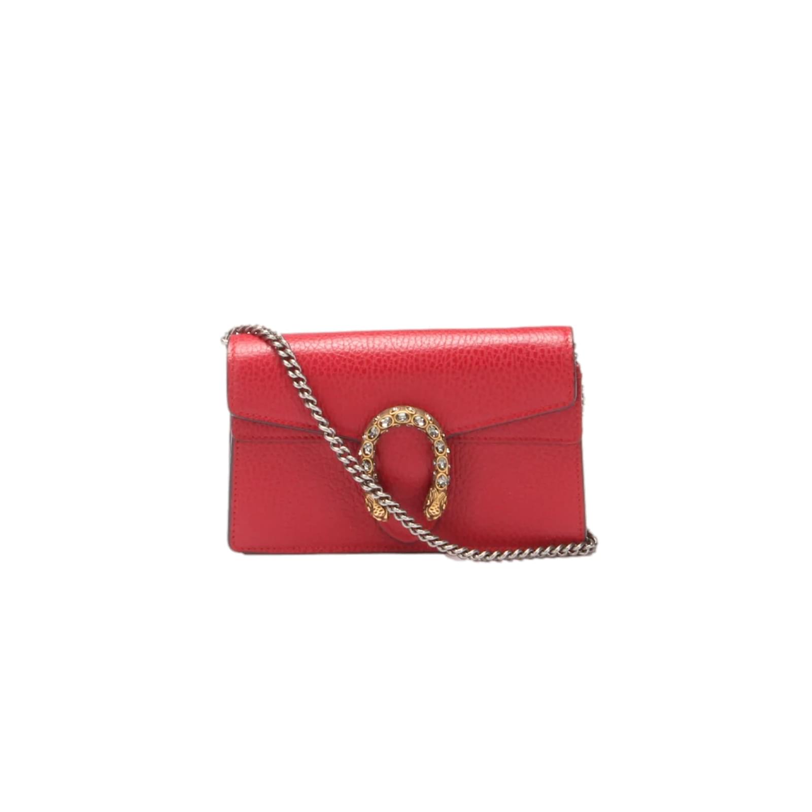 Gucci Super Mini Leather Dionysus Bag Red Pony-style calfskin ref ...