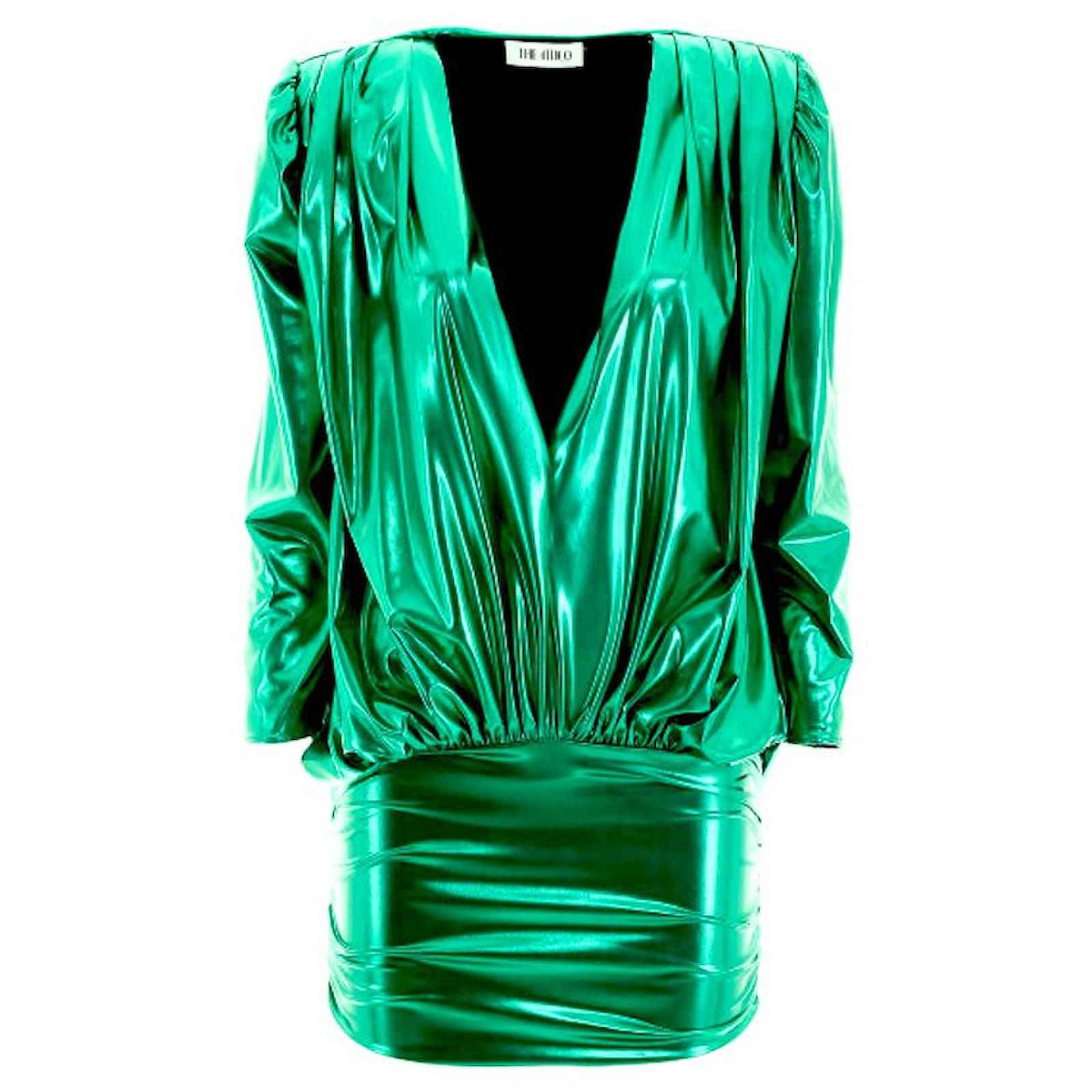 The Attico green stretch lame mini dress Polyester ref.JC1049939 (Sold) -  Joli Closet