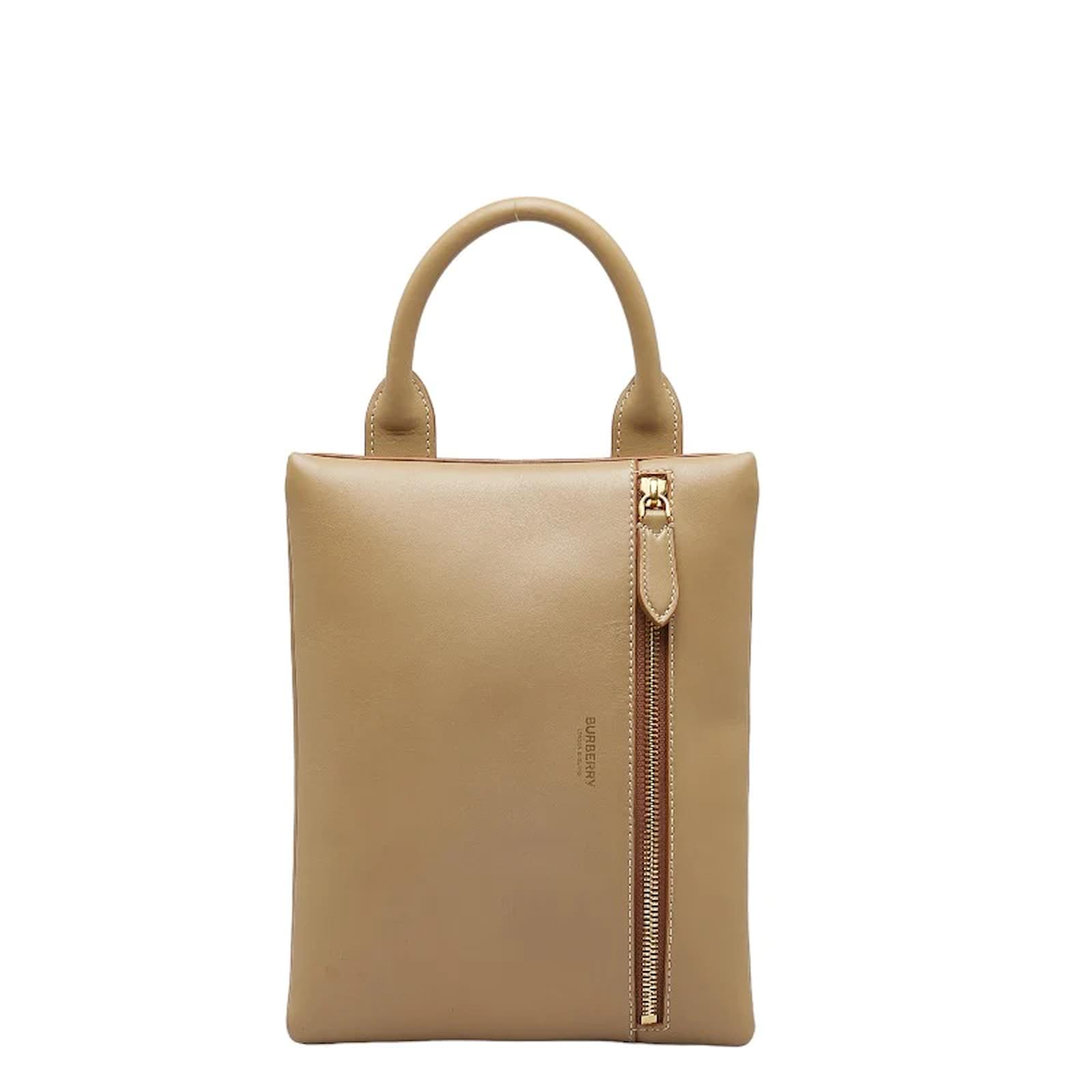 Brown leather clearance burberry bag