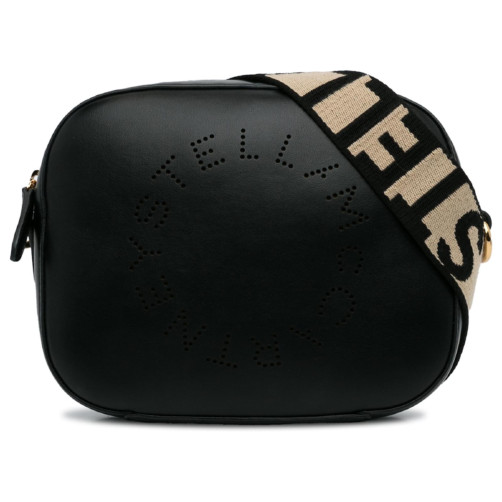 Stella Mc Cartney Borsa a tracolla nera con logo traforato Stella