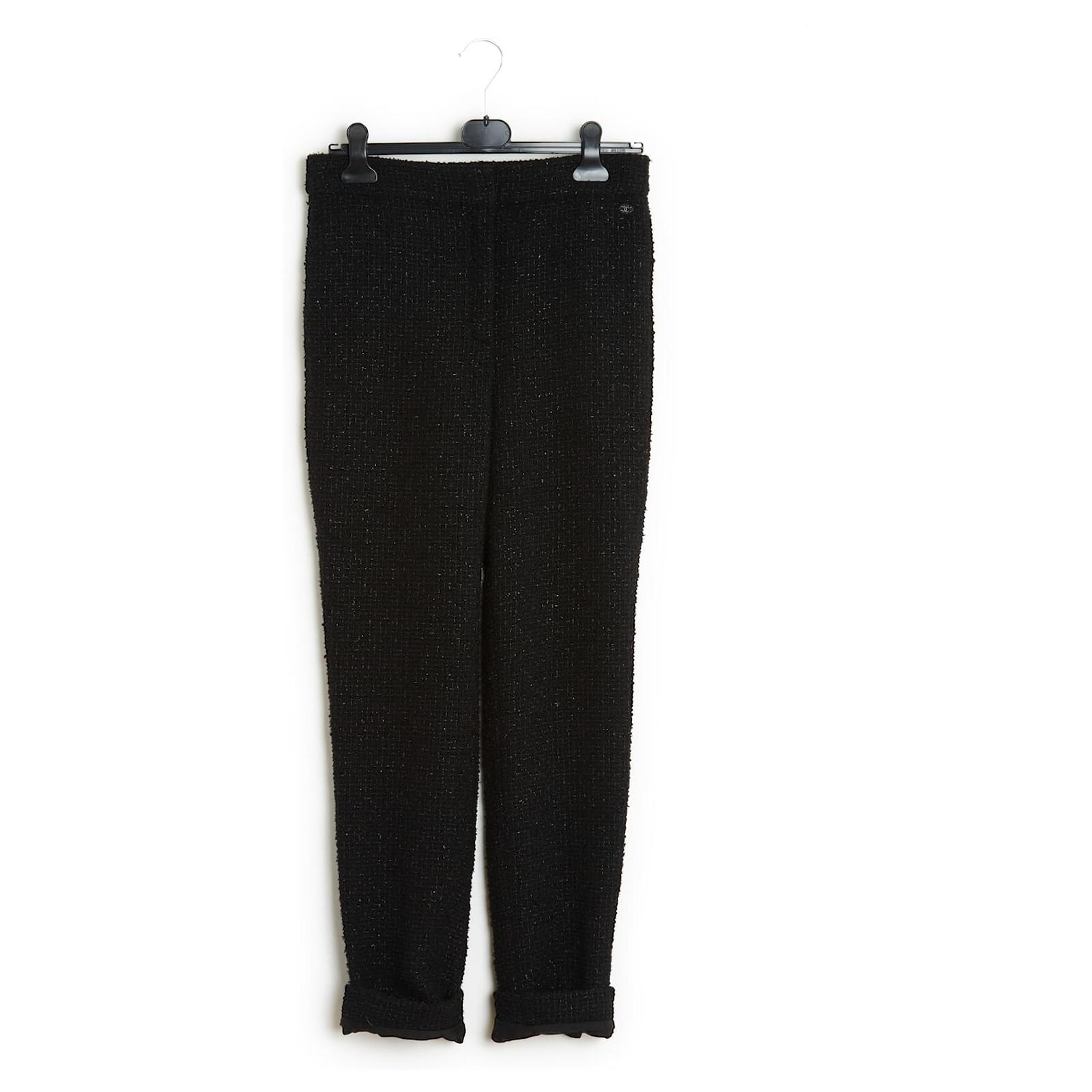 Chanel 18K Black Shiny Tweed Pants FR40/42 ref.1050666 - Joli Closet